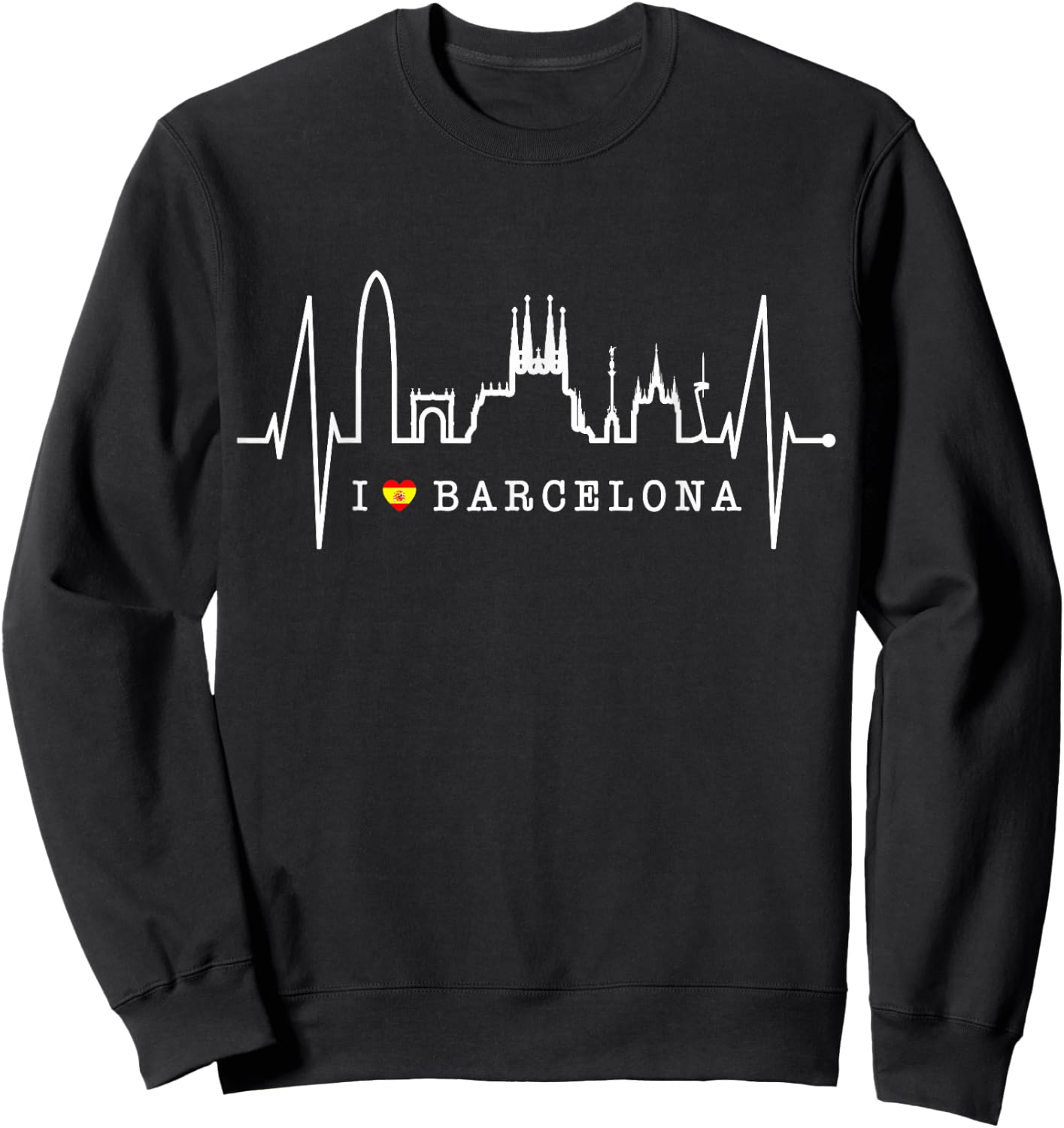 Barcelona Skyline Spanien Herzschlag Fan I Love Barcelona Sweatshirt - Sweatshirt | Black