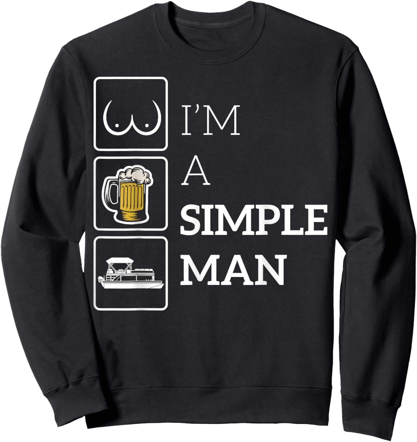 Lake Life Beer Boobs and Boats Dad Captain Gift Sweatshirt - Sweatshirt | Black