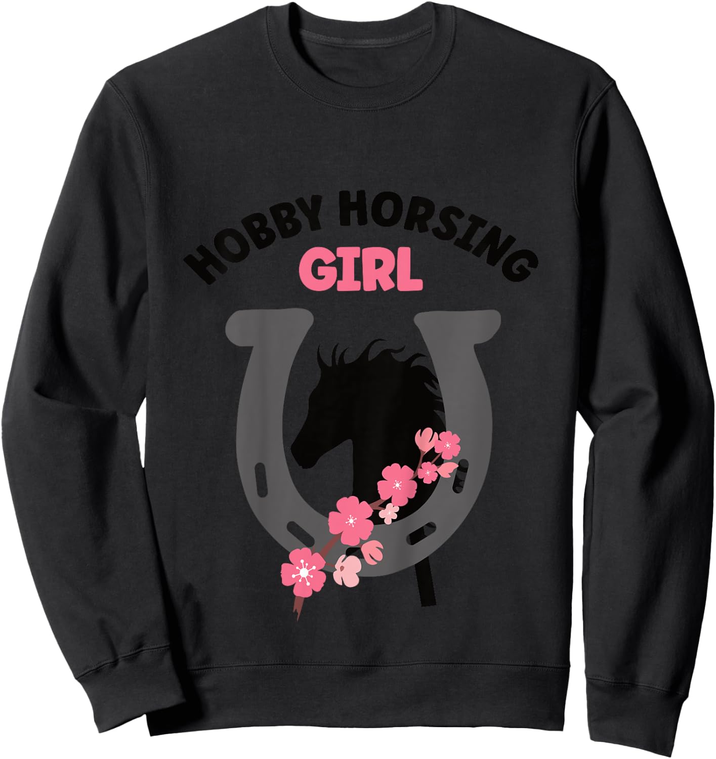 Hobby Horsing Girl Pferde Mädchen Hufeisen Steckenpferde Sweatshirt - Sweatshirt | Black