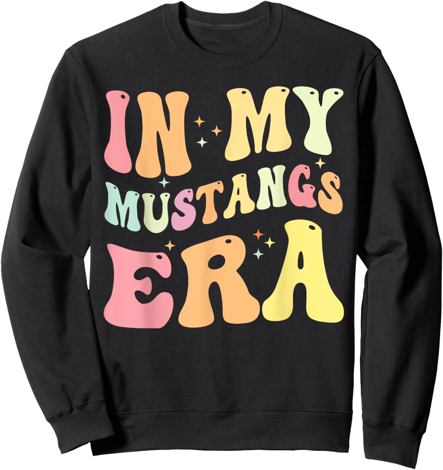 In My Mustangs Era Back to School Spirit Game Retro Groovy Sweatshirt - Sweatshirt | Black