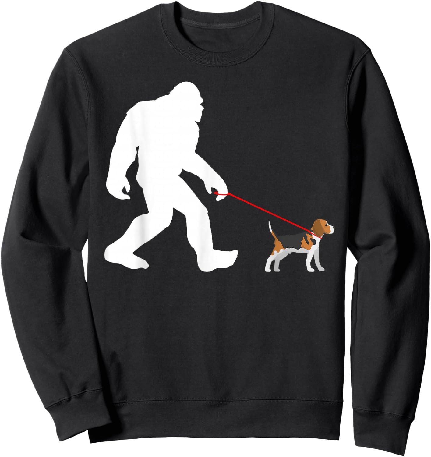Bigfoot Walking Beagle Sasquatch with Beagle Dog Sweatshirt - Sweatshirt | Black