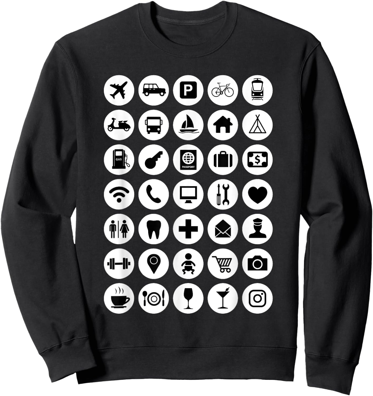 Travel Hack International Icons Backpacker Fan Tourist Help Sweatshirt - Sweatshirt | Black
