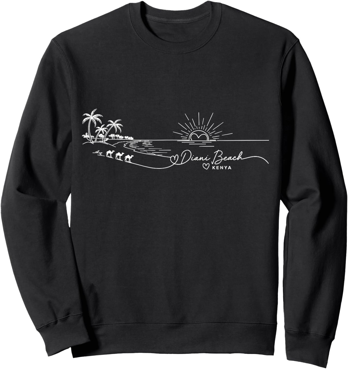 Diani Beach Kenya Signature Heart Art - Beach Souvenir Sweatshirt - Sweatshirt | Black