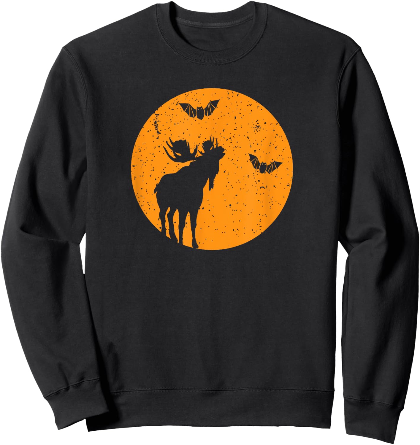 Full Moon Bats Moose Halloween. Funny Halloween Moose Gift Sweatshirt - Sweatshirt | Black