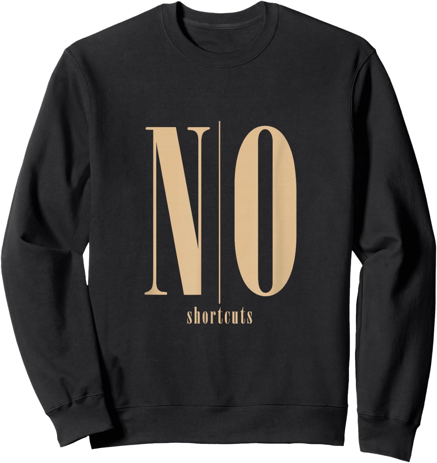 Tan No/Shortcuts Tan Color Graphic Sweatshirt - Sweatshirt | Black