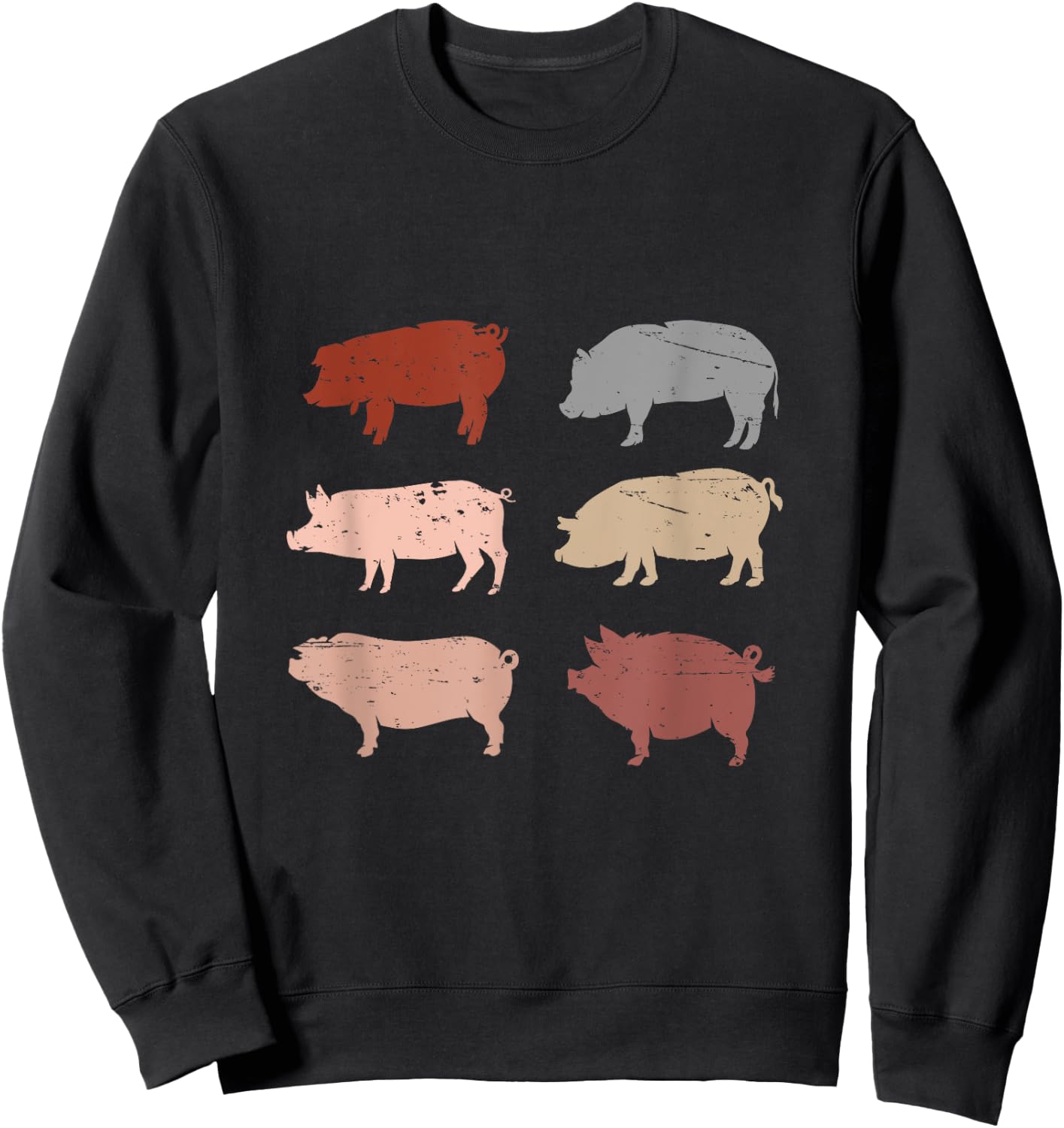 Retro Pig Lover Farm Animals Swine Vintage Pig Sweatshirt - Sweatshirt | Black