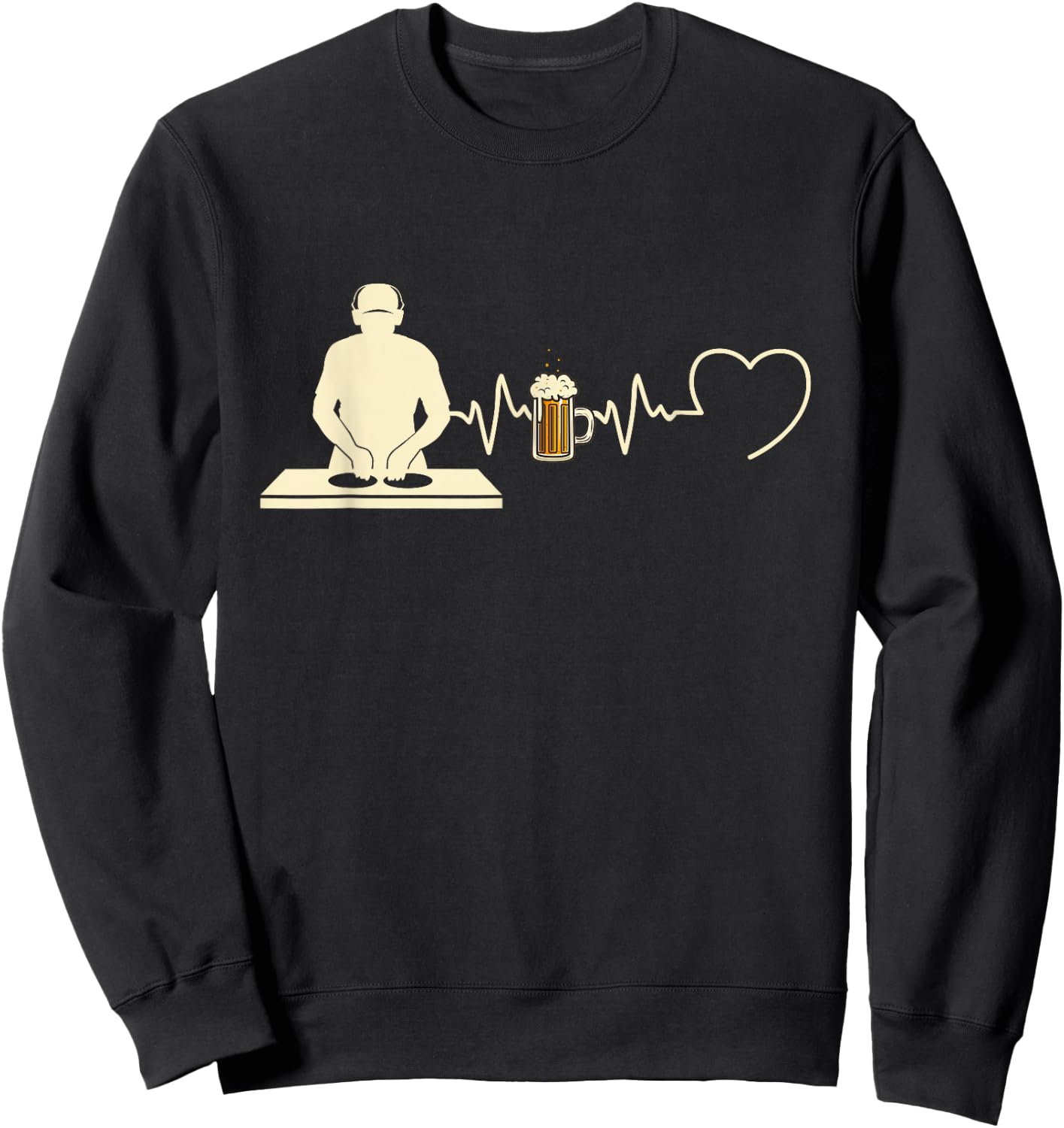 DJ Beer Man Funny Disk Jockey Gift Funny , Black Sweatshirt - Sweatshirt | Black