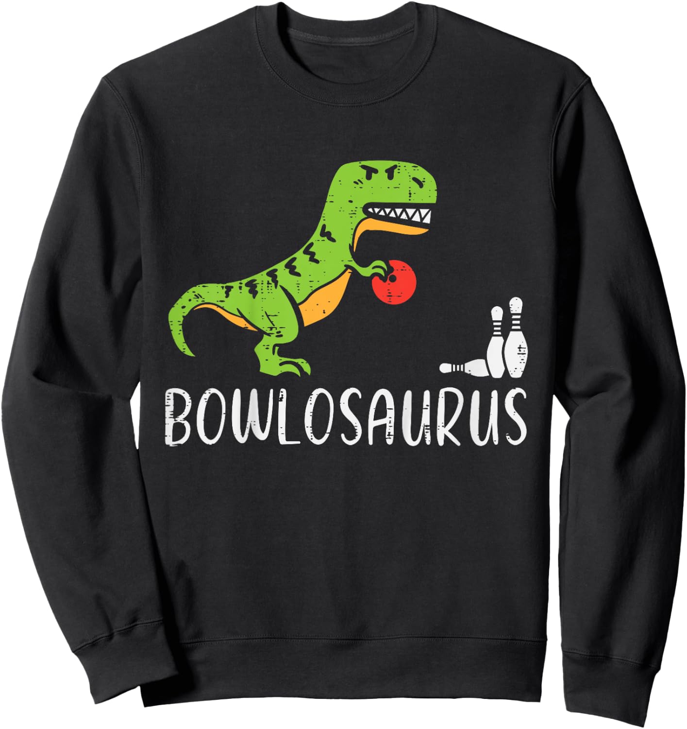 Kids Dino Trex Bowling Bowlosaurus Funny Bowler Toddler Boys Kids Sweatshirt - Sweatshirt | Black
