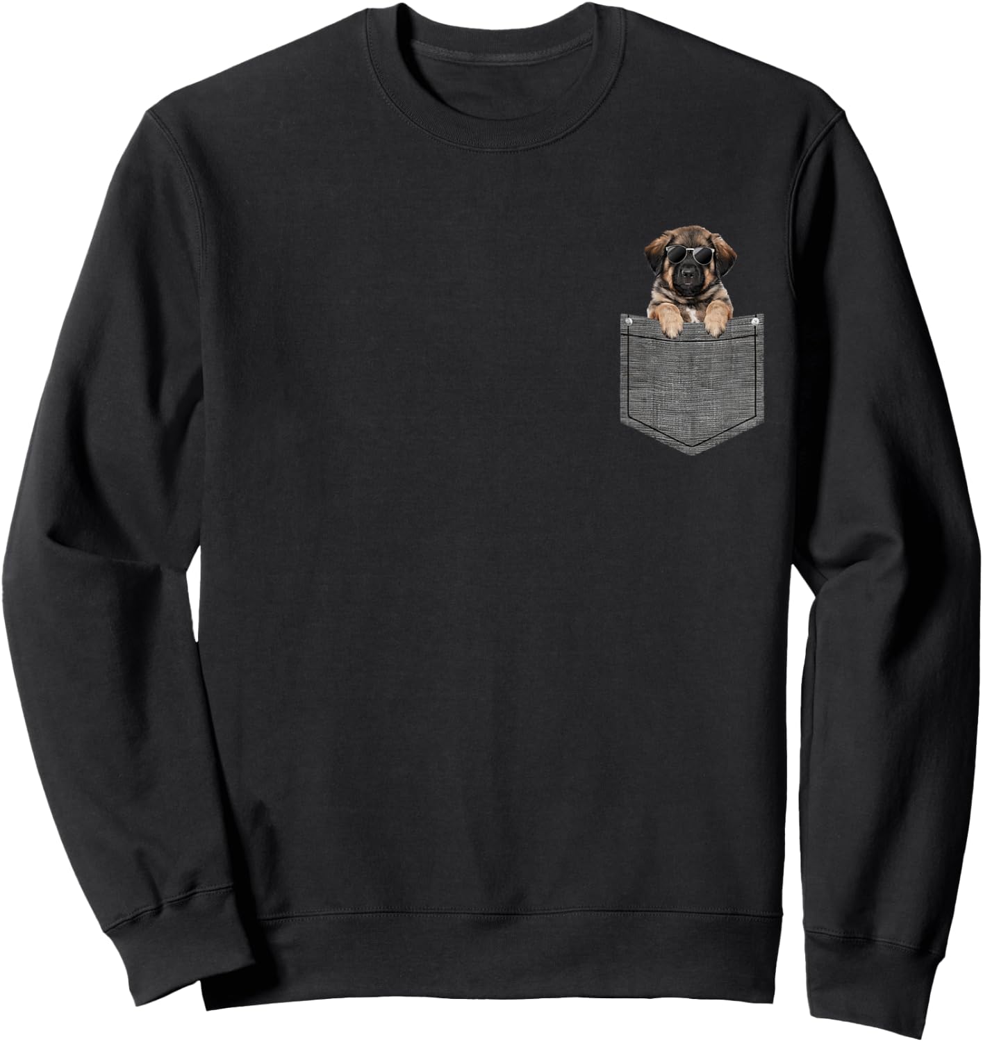 Leonberger in Chest Pocket, black Sweatshirt - Sweatshirt | Black