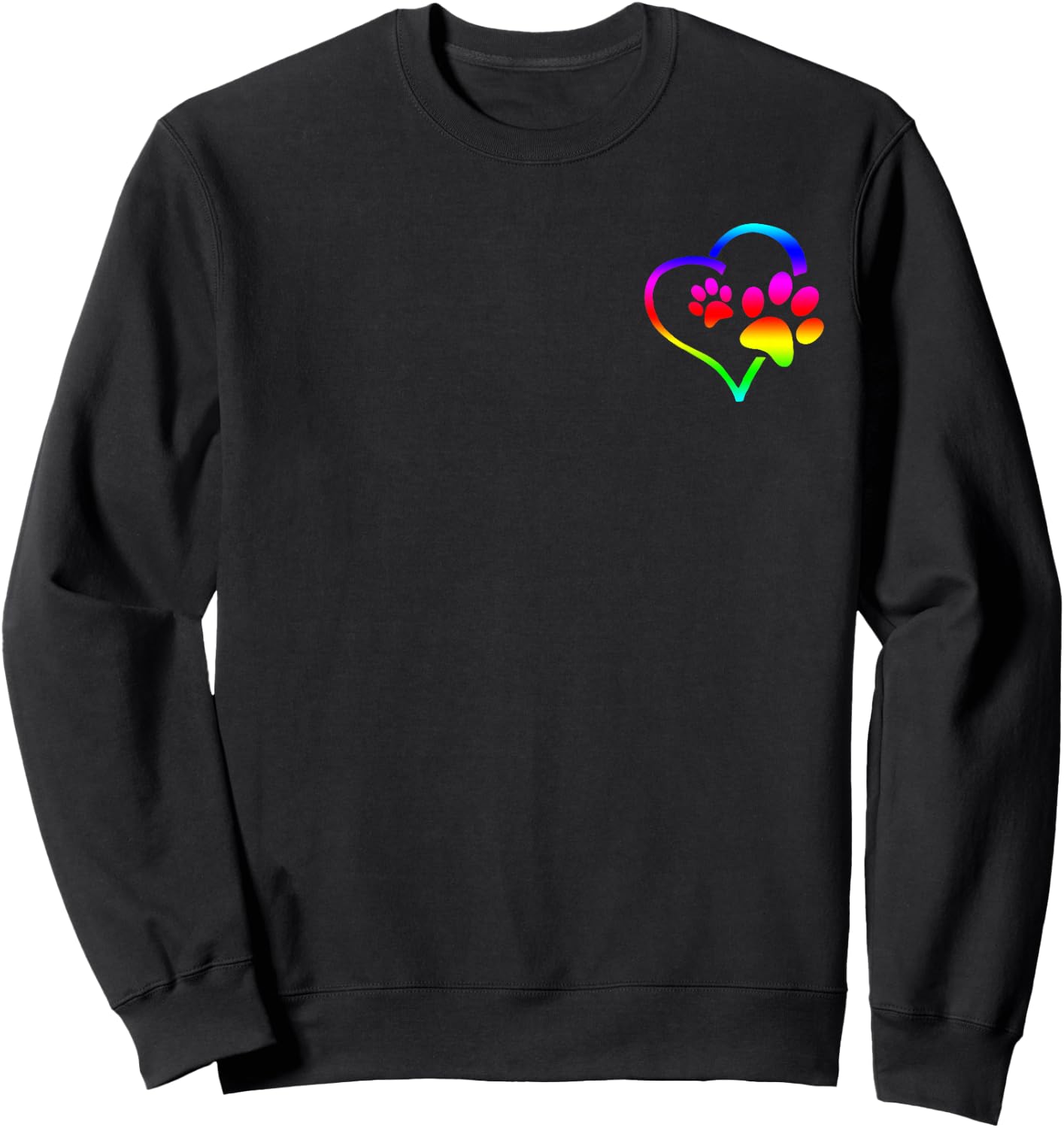 Rainbow Dog Paw Print Rescue Lover Gift Heart Black Sweatshirt - Sweatshirt | Black