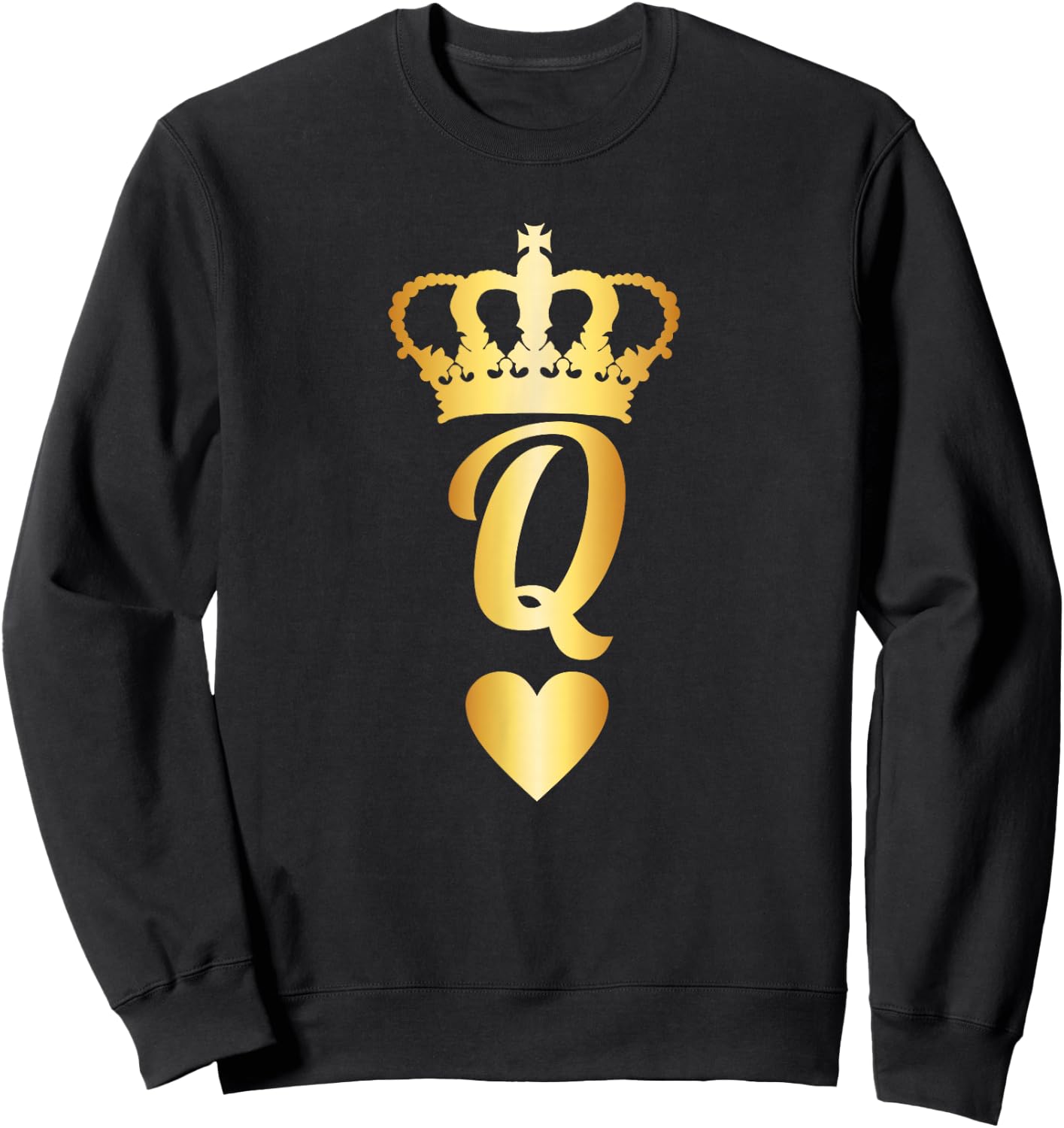 Cool - Gold Queen of Hearts Playing Card Sweatshirt - Sweatshirt | Black
