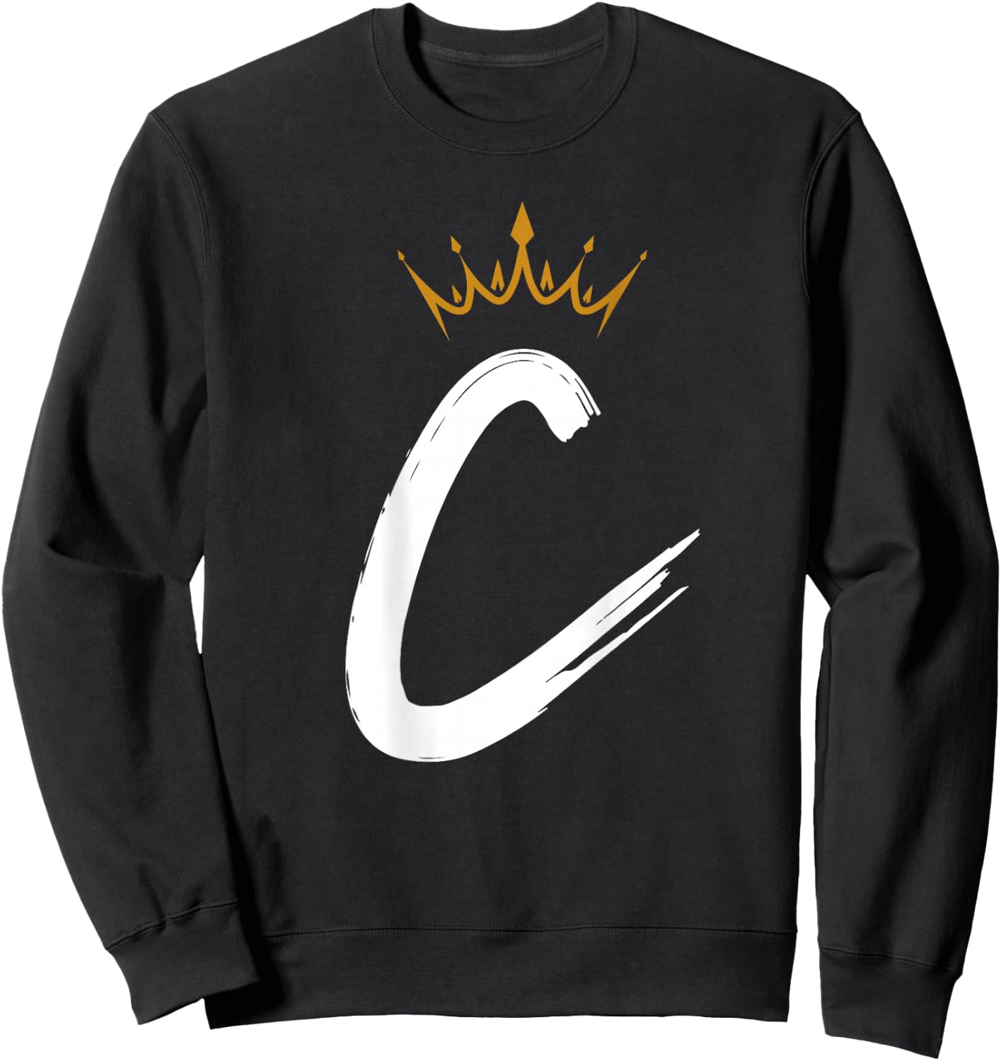 Queen King Letter C - BACKSIDE Letter With Crown Alphabet Sweatshirt - Sweatshirt | Black