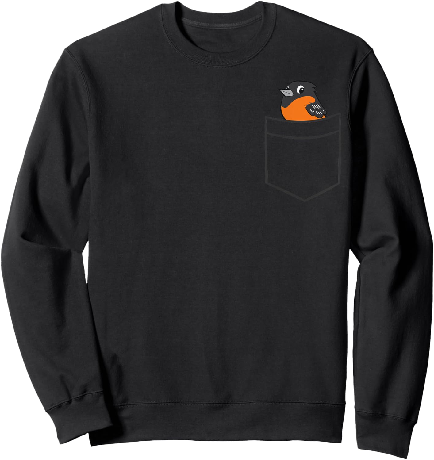 Oriole Bird in A Pocket Cute Pocket Oriole Sweatshirt - Sweatshirt | Black