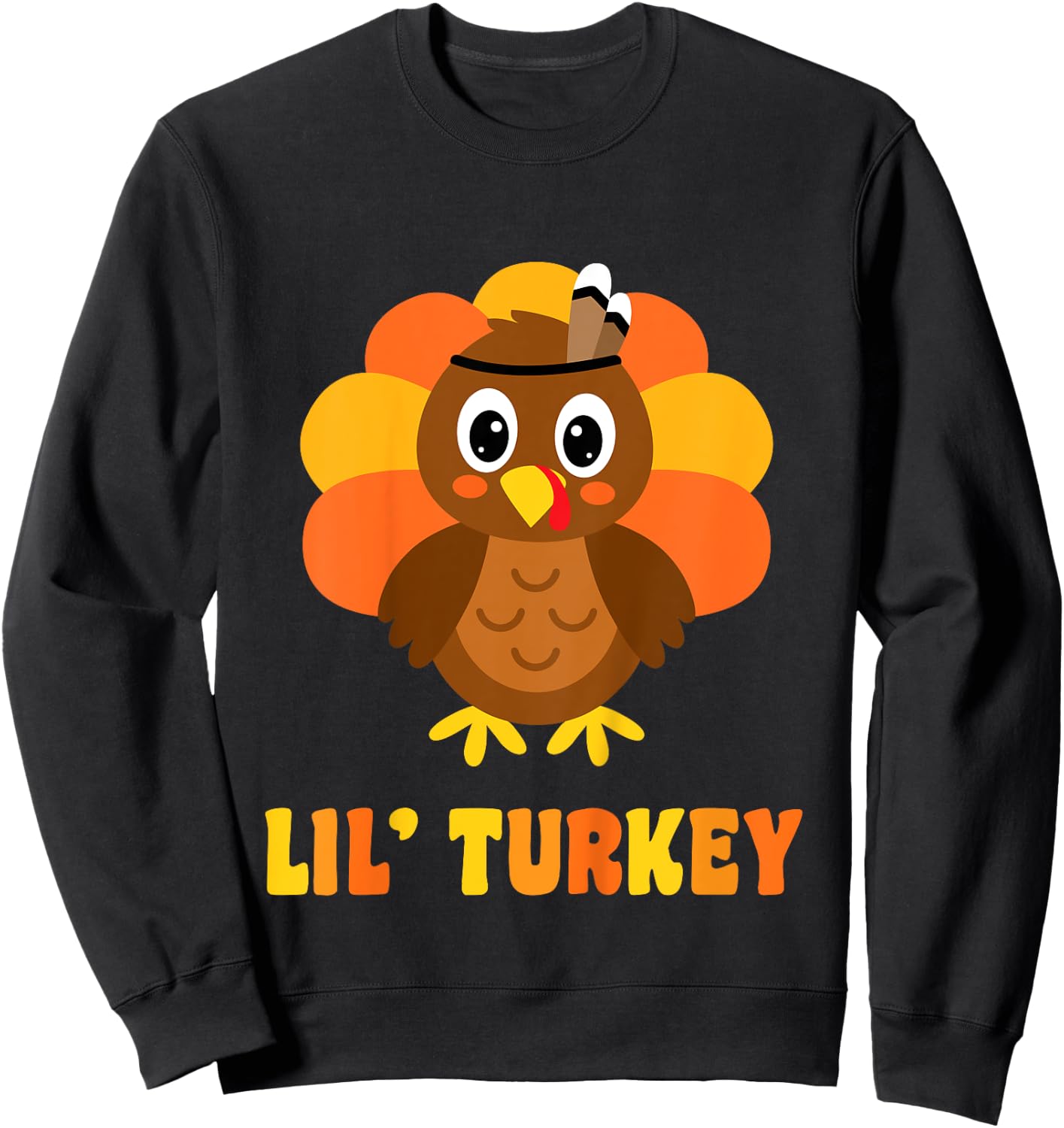 Kids Cute Lil Turkey Boy Thanksgiving Sweatshirt - Sweatshirt | Black