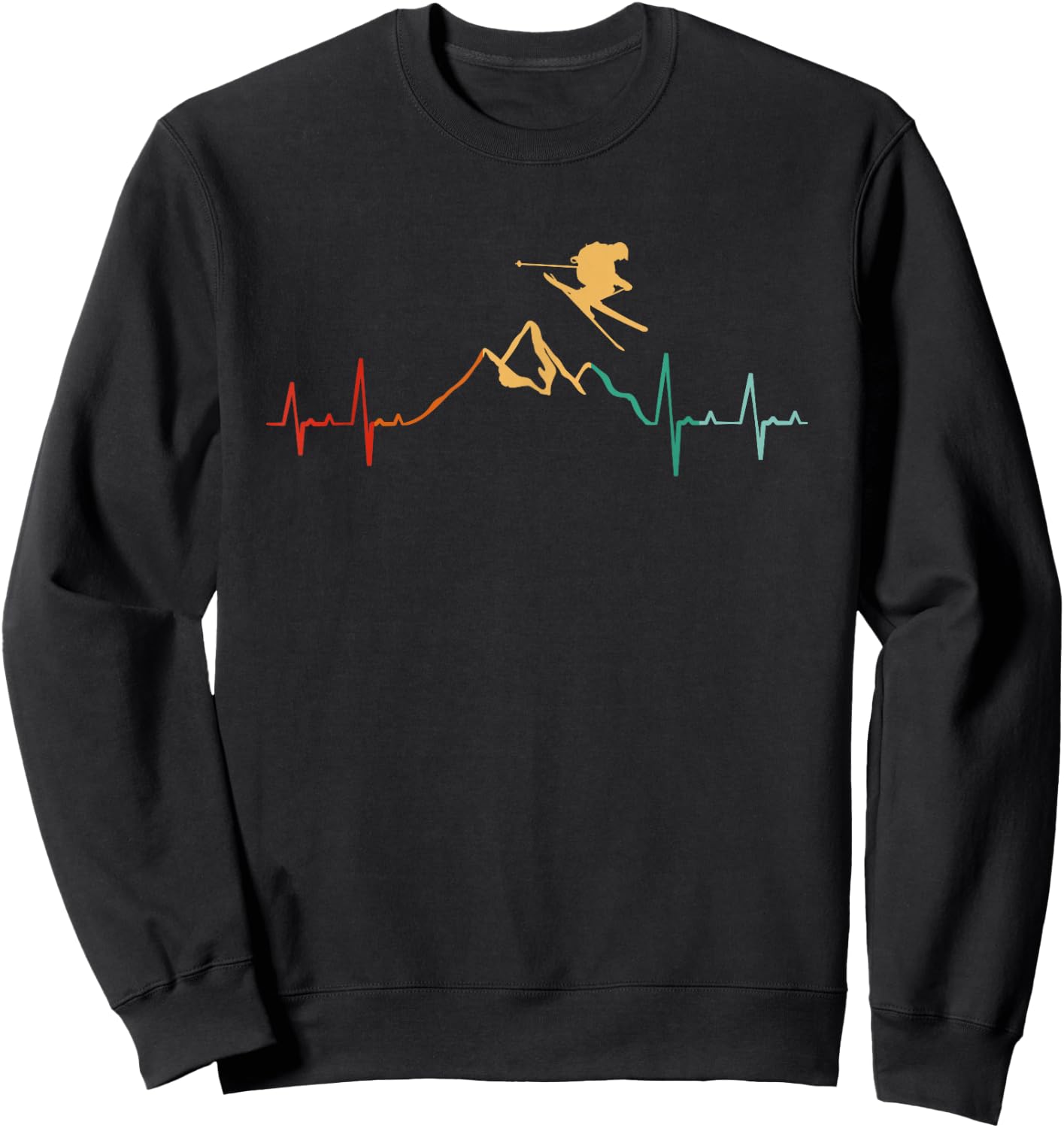 Retro for Skiing / Alps / Piste / Heart Rate, black Sweatshirt - Sweatshirt | Black
