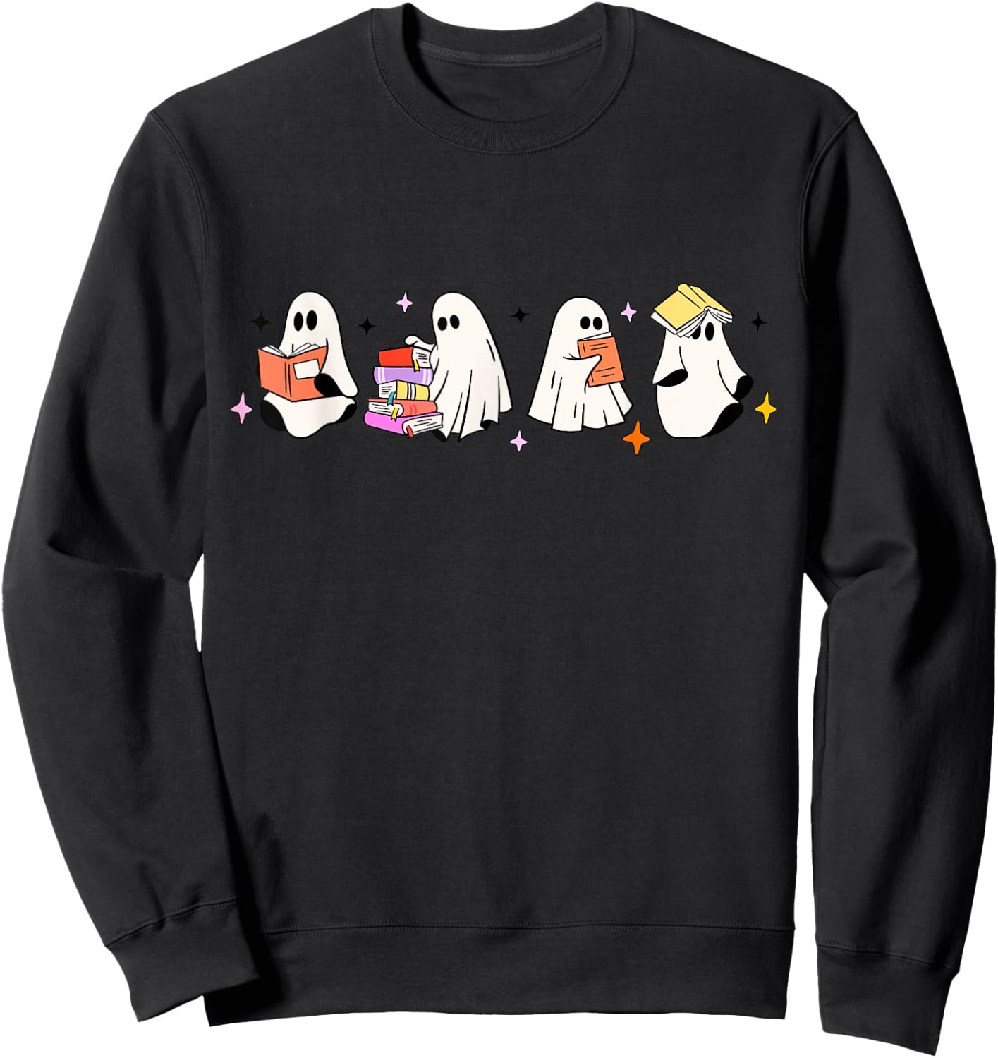 Cute Boo Ghost Read More Books, Funny Halloween, Book Lover Sweatshirt - Sweatshirt | Black