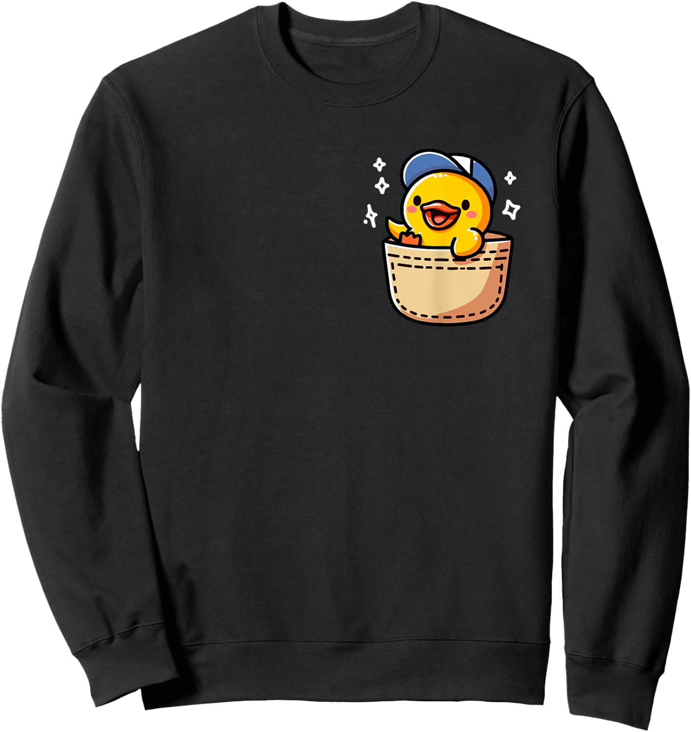 Duck In Pocket Funny Cute Yellow Duck Lover Sweatshirt - Sweatshirt | Black