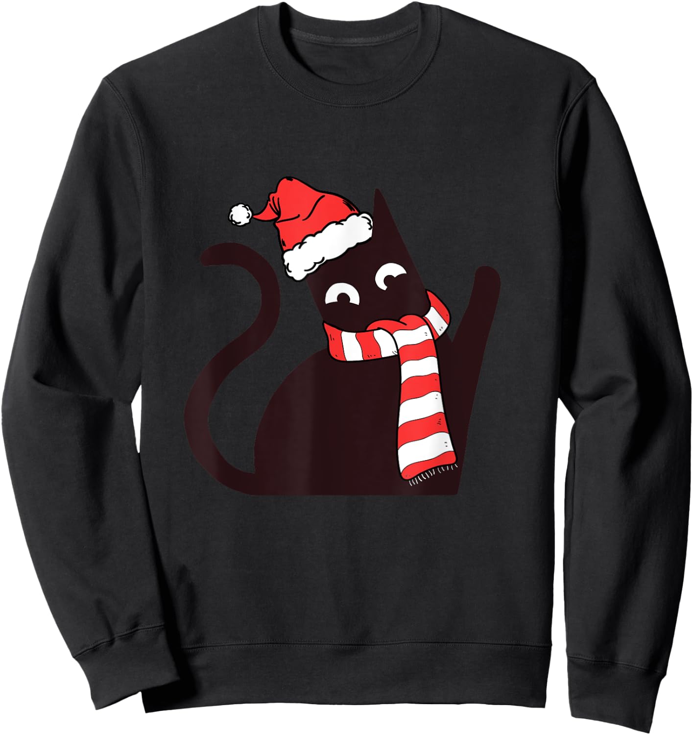 Funny Black Cat funny Merry Christmas Sweatshirt - Sweatshirt | Black