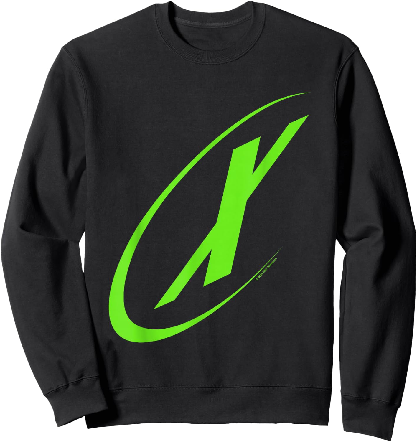 X-Files Retro Neon Green Big X Chest Classic Logo , Black, S Sweatshirt - Sweatshirt | Black