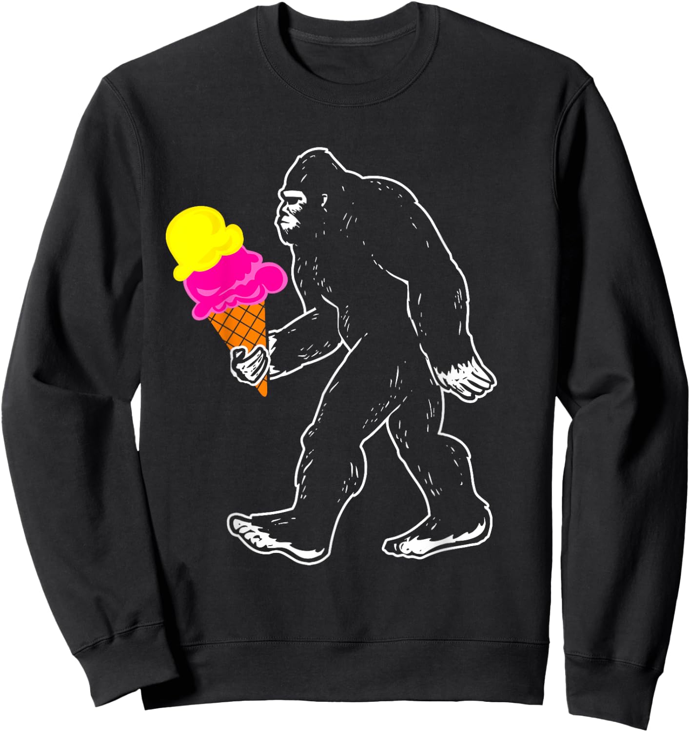 Bigfoot Ice Cream Sasquatch Women Kids Sweatshirt - Sweatshirt | Black