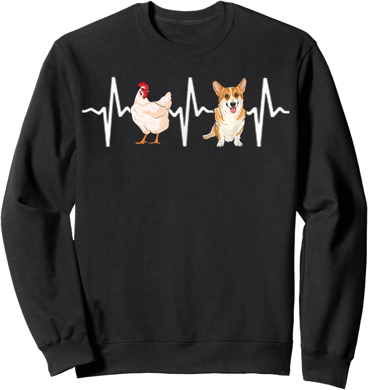 Hen Chicken Pembroke Welsh Corgi Heartbeat Dog Lover Sweatshirt - Sweatshirt | Black