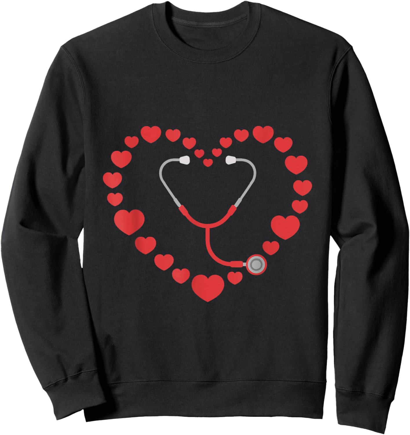 Nurse Stethoscope Heart Valentines Day Nursing Sweatshirt - Sweatshirt | Black
