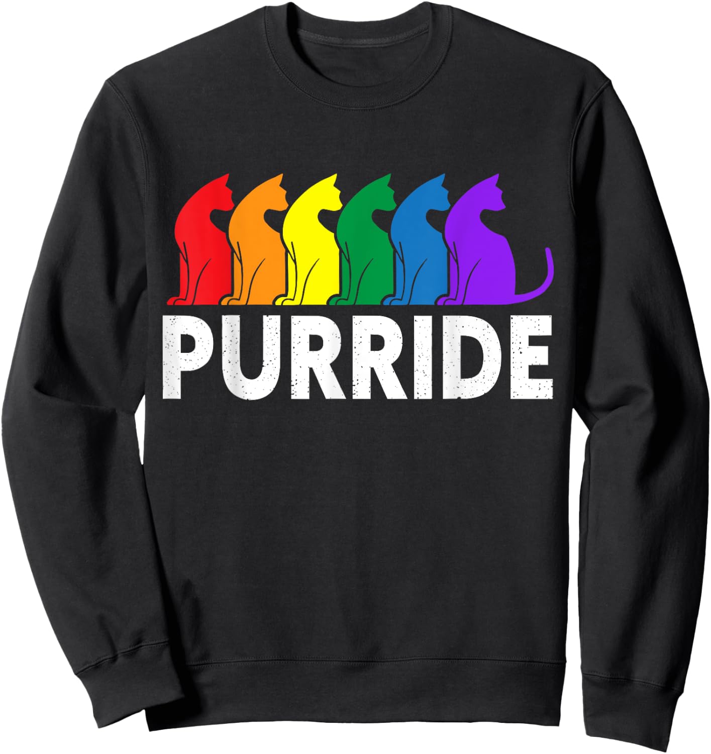 Purride Cat Lover Pride Month Gay Rights Rainbow Cat Sweatshirt - Sweatshirt | Black