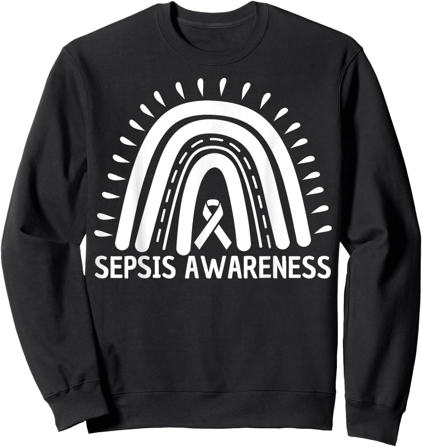 Sepsis Awareness Rainbow Red Ribbon. Sweatshirt - Sweatshirt | Black