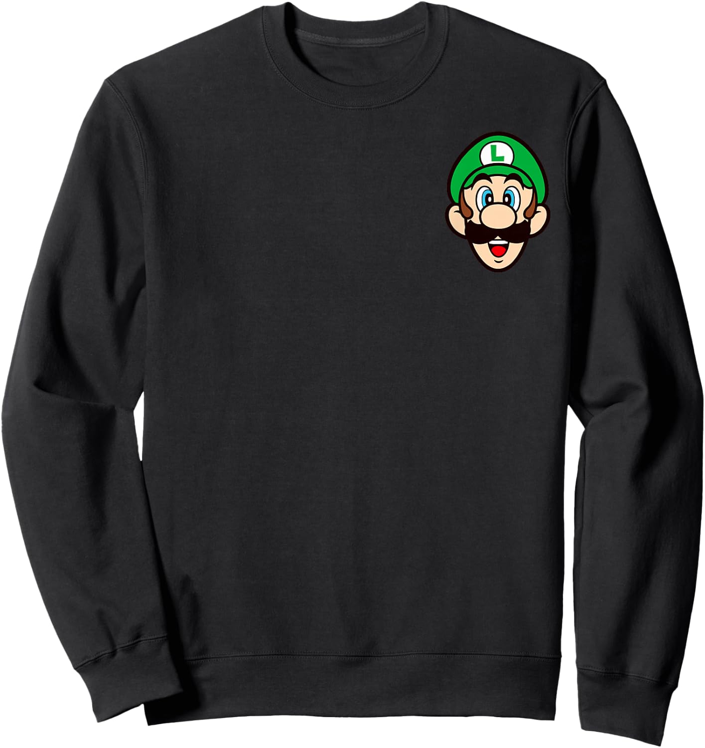Super Mario Bros Luigi Left Chest Portrait Sweatshirt - Sweatshirt | Black