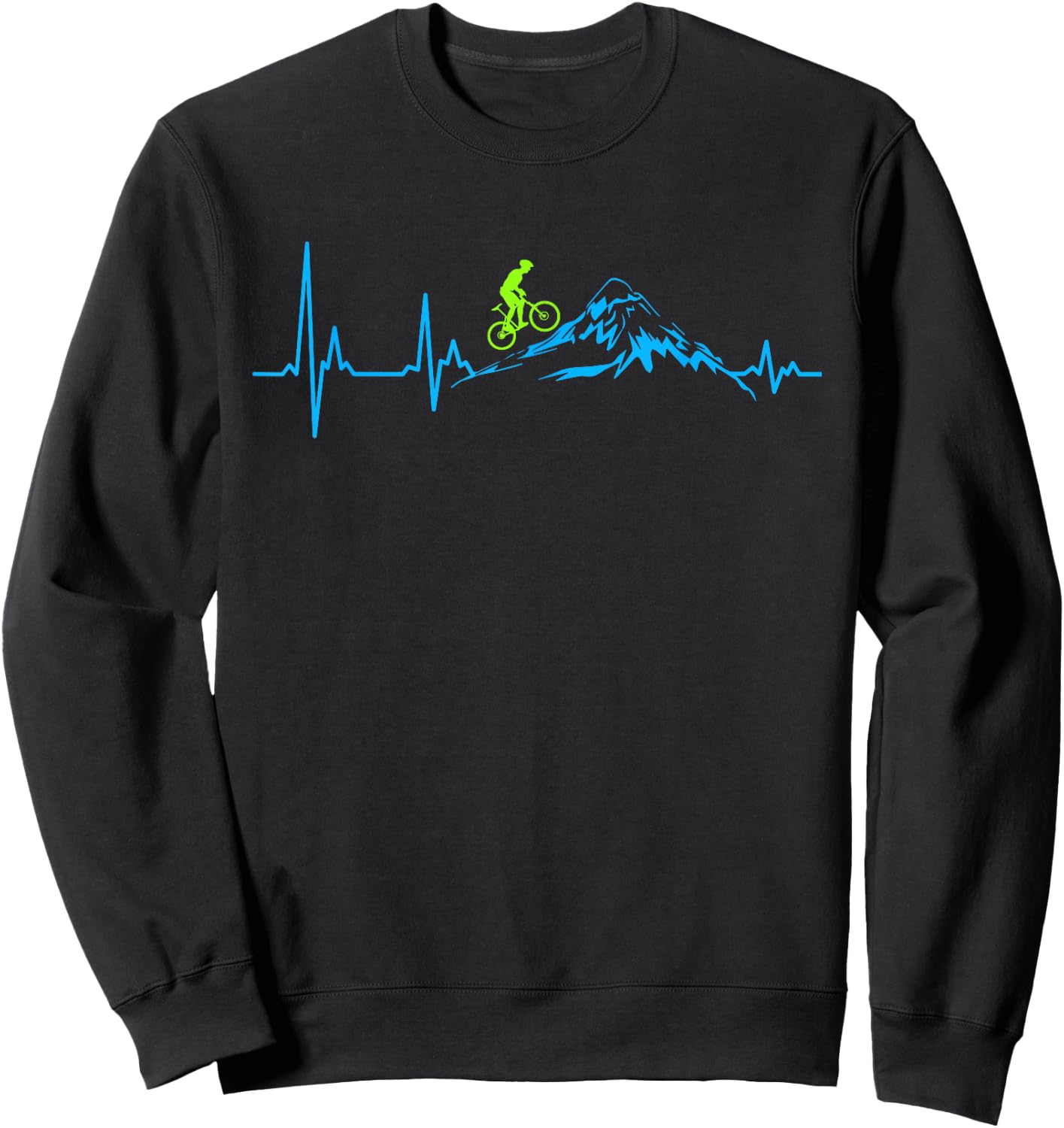 Mountain Bike Heartbeat Heart Rate Mountain MTB , black Sweatshirt - Sweatshirt | Black