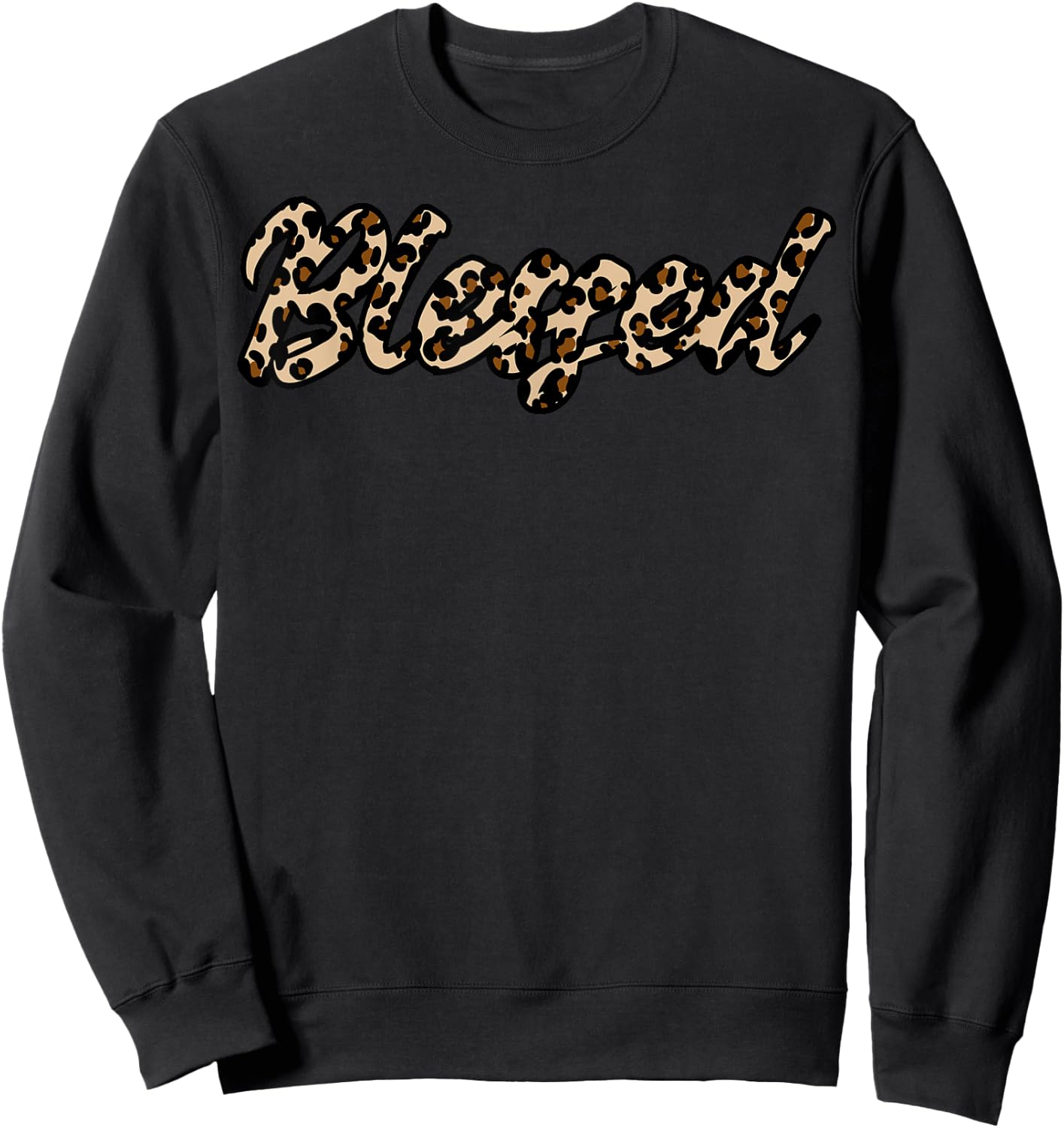 Leopard Design in Blessed Sweatshirt - Sweatshirt | Black