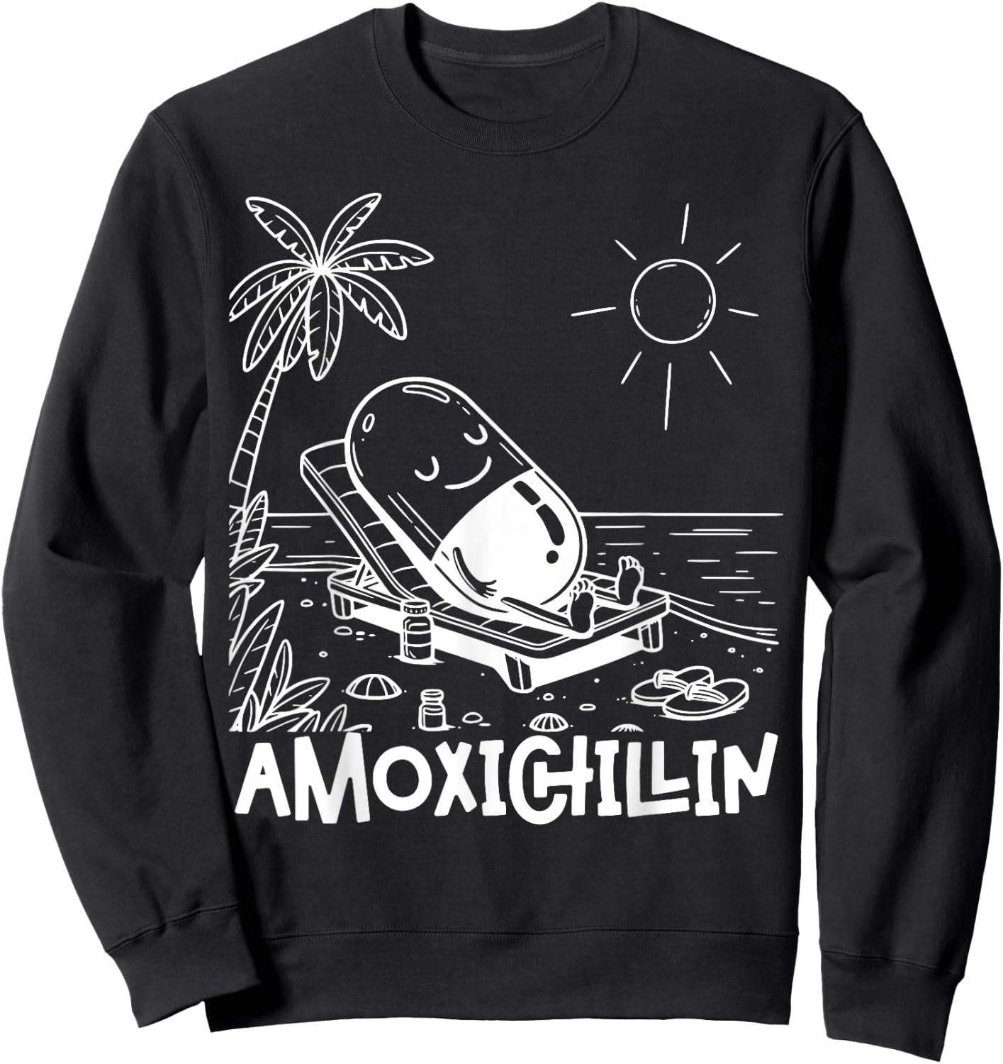 Amoxichillin Funny Pill Beach Vacation Pharmacy Technician Sweatshirt - Sweatshirt | Black