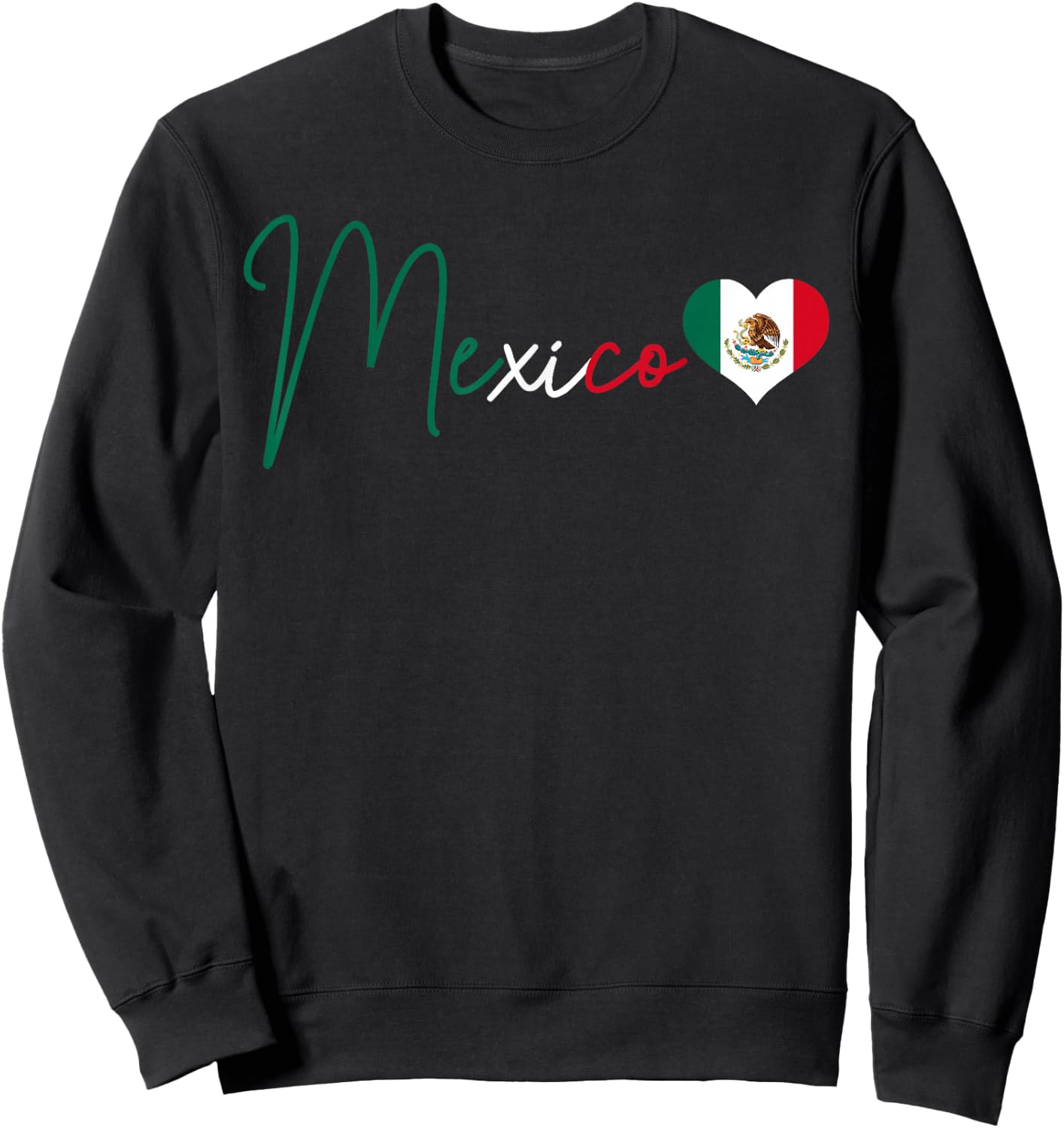 Mexico Mexican Flag Vintage Pride Mexico Heart Sweatshirt - Sweatshirt | Black