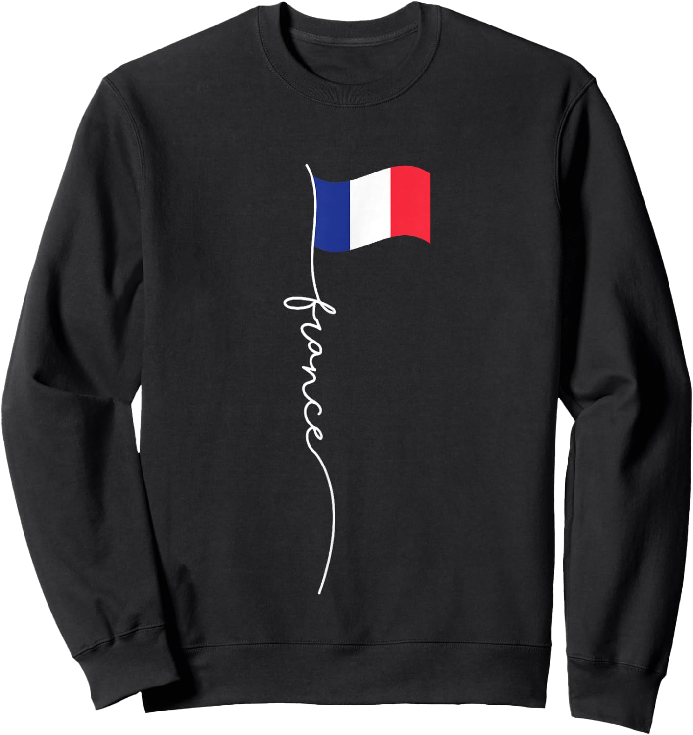 France Signature Flag Pole - Elegant Patriotic French Flag Small Sweatshirt - Sweatshirt | Black