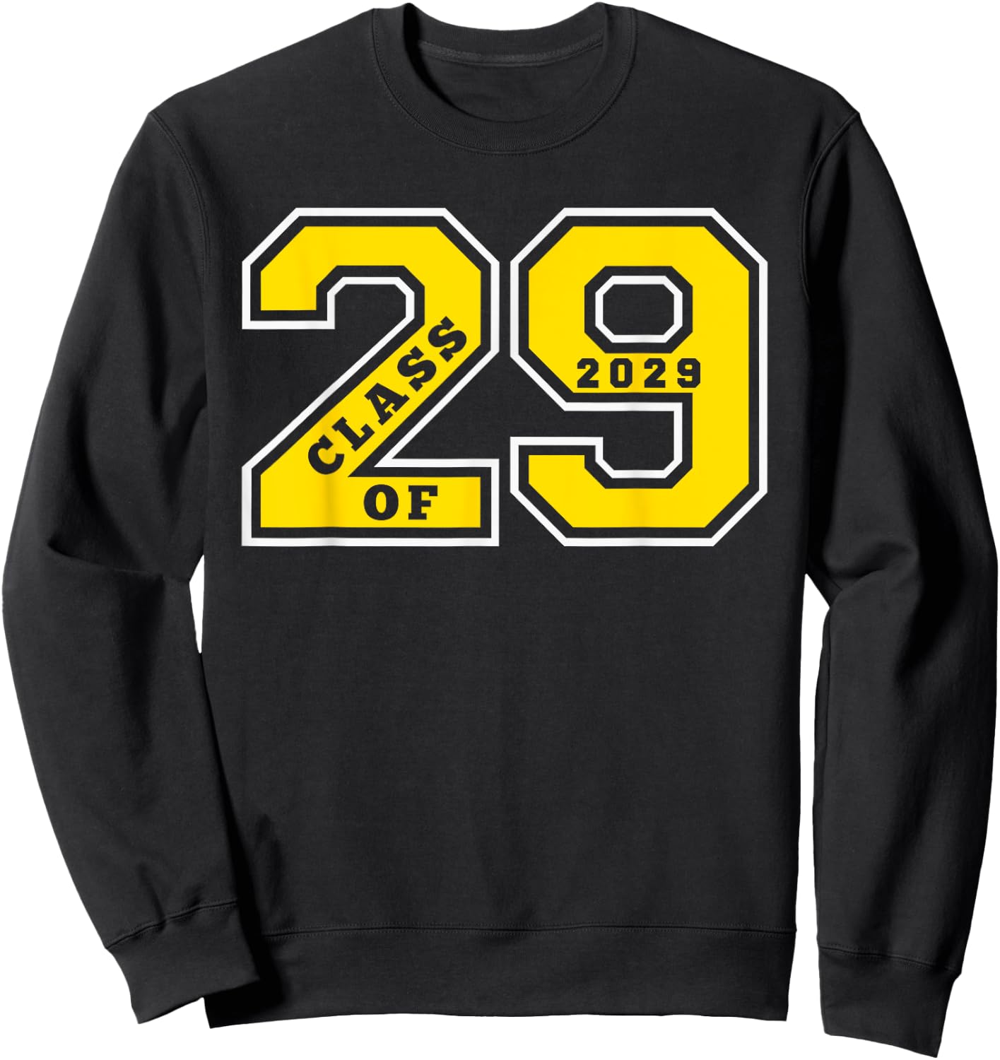 Class of 2029 - Letterman Style Gold Swag Class of 29 Gift 2 Sweatshirt - Sweatshirt | Black