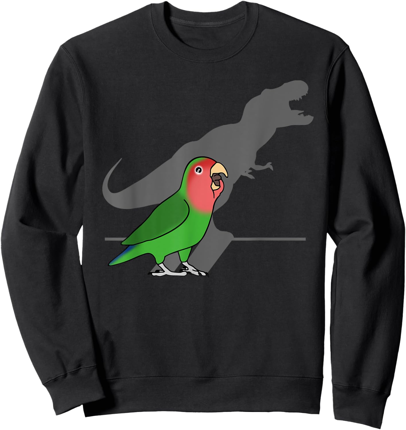 Funny Dinosaur T-Rex Shadow Rosy faced Green Lovebird Sweatshirt - Sweatshirt | Black