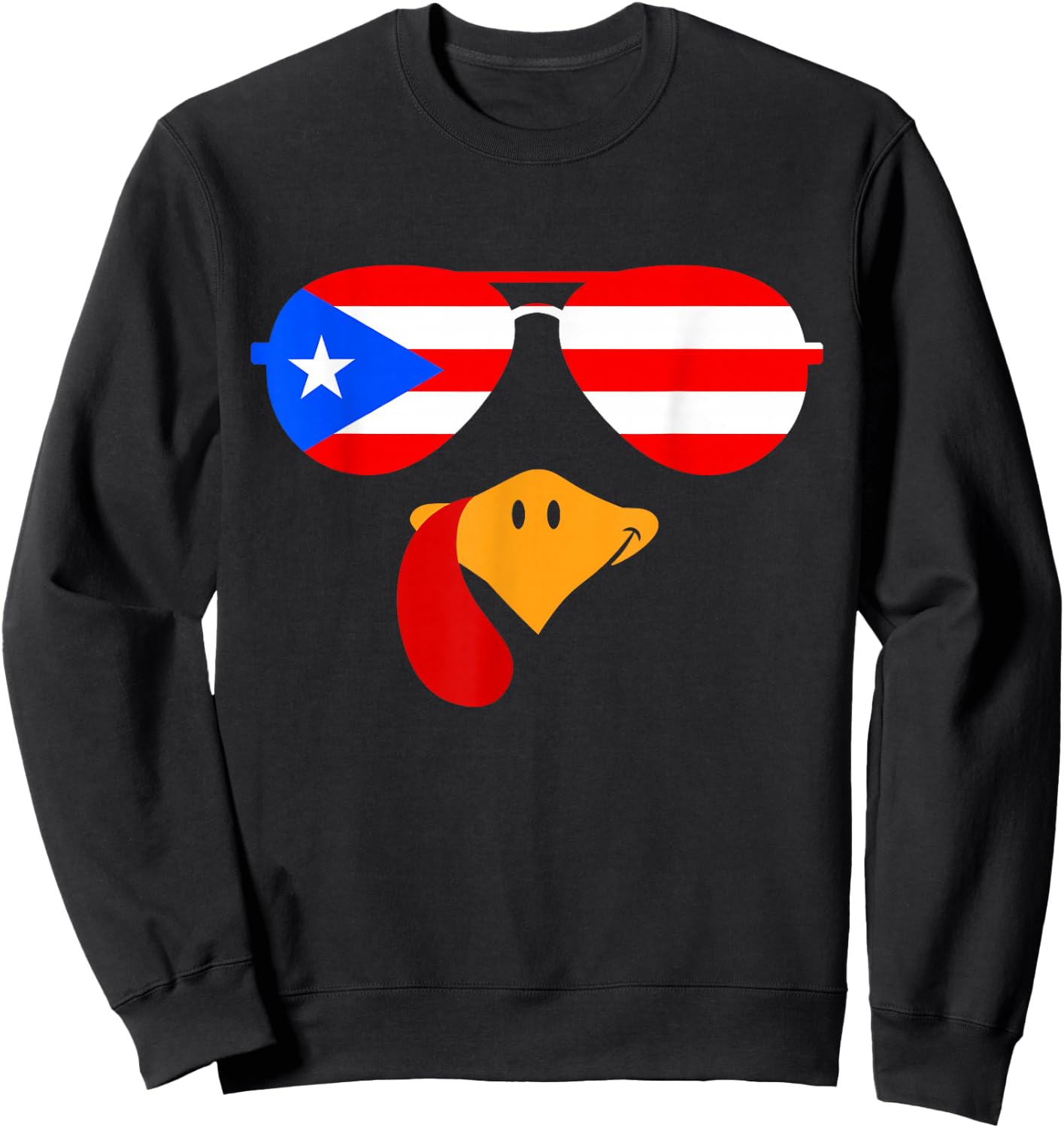Turkey Face Thanksgiving For Boys Puerto Rico Flag Boricua Sweatshirt - Sweatshirt | Black
