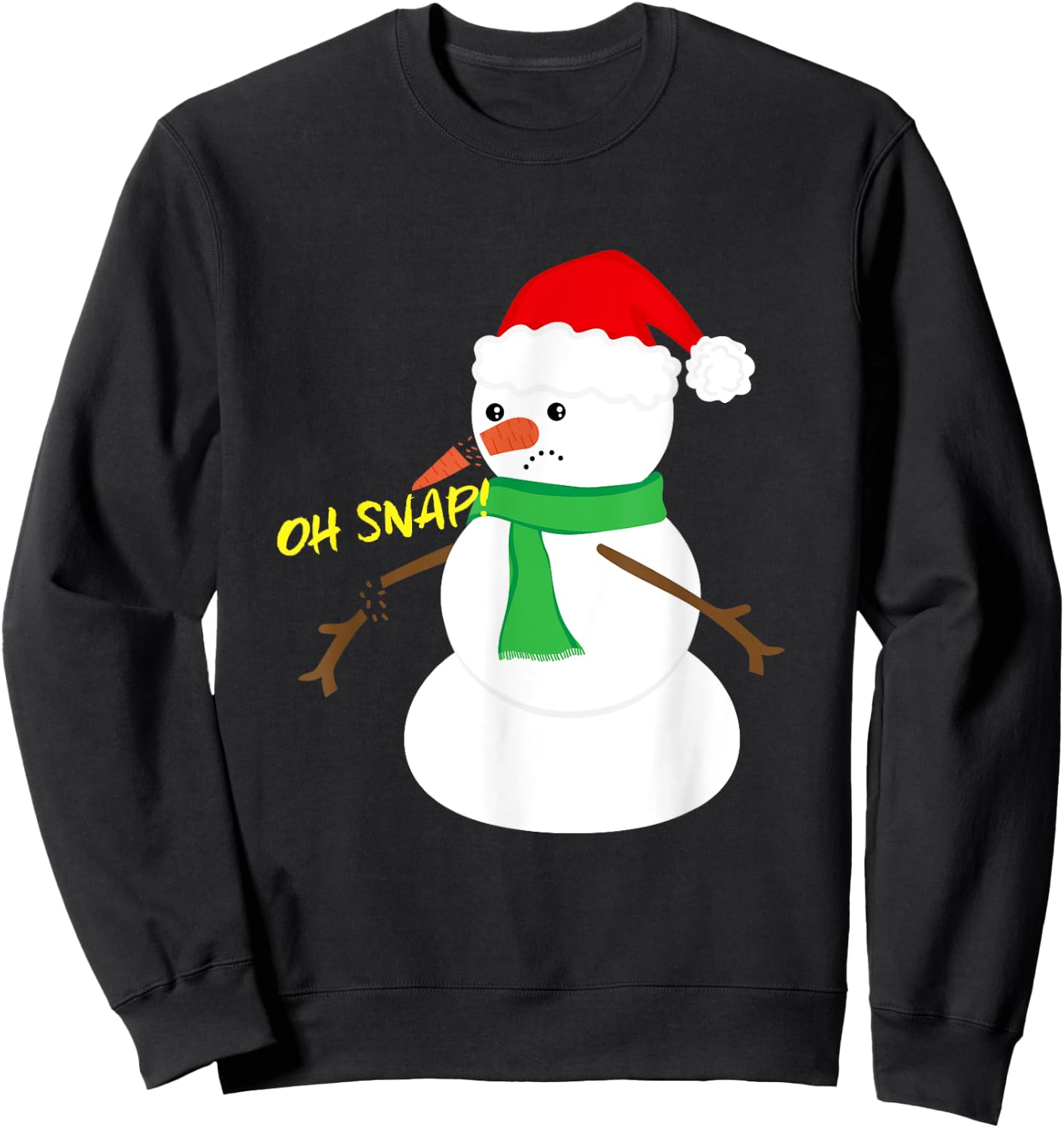 Oh Snap! Broken Nose Arm Snowman Christmas Sweatshirt - Sweatshirt | Black