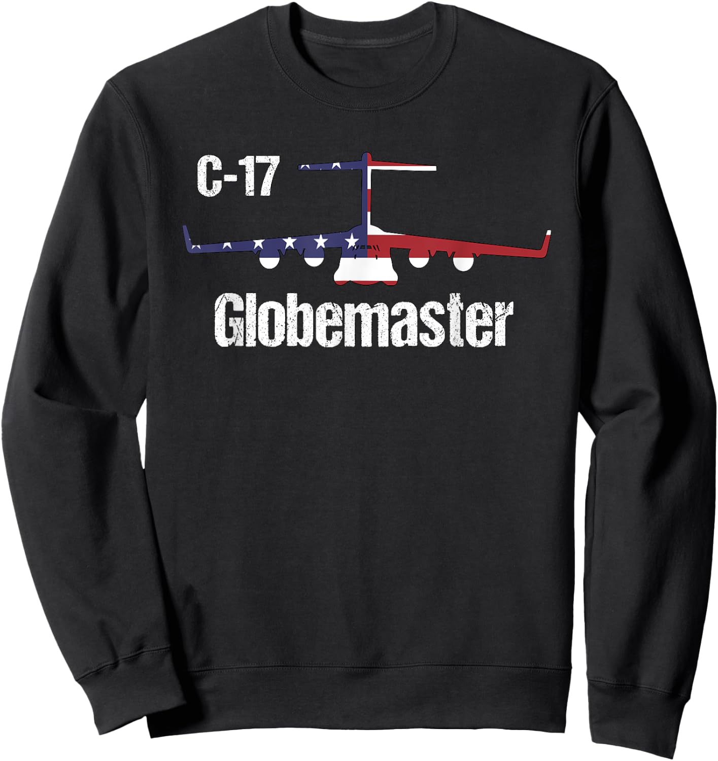 C17 Globemaster Air Force Pilot Gifts American Flag Aviation Sweatshirt - Sweatshirt | Black