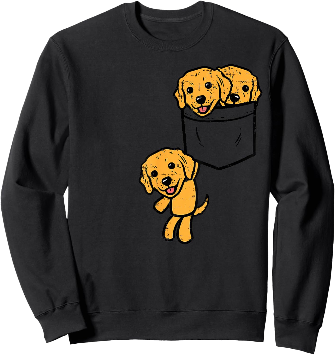 Pocket Golden Retriever Puppies Cute Dog Lover Owner Gift Sweatshirt - Sweatshirt | Black