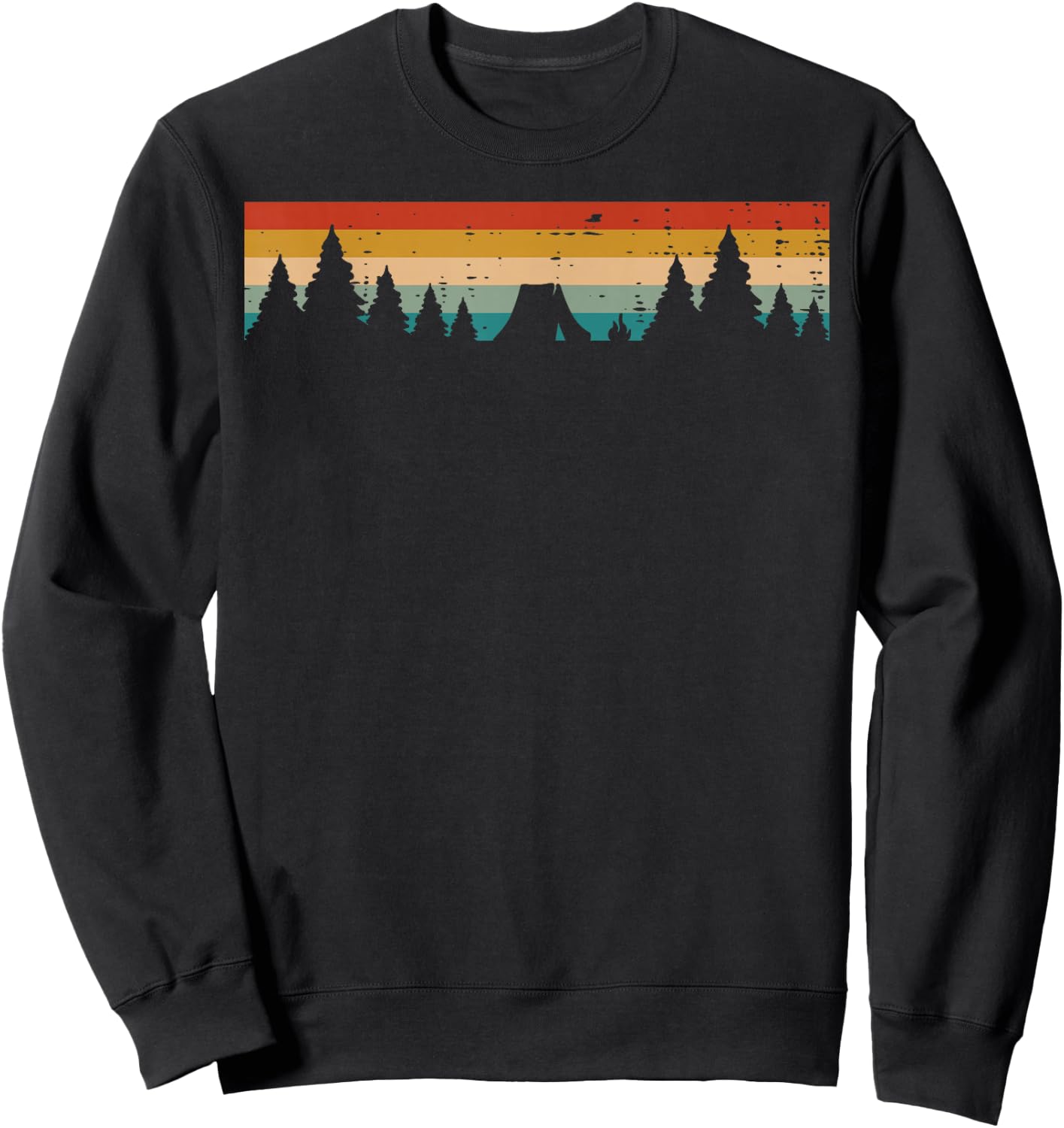 Tent Trees Sunset Retro Nature Camper Men Women Kids Boys Sweatshirt - Sweatshirt | Black