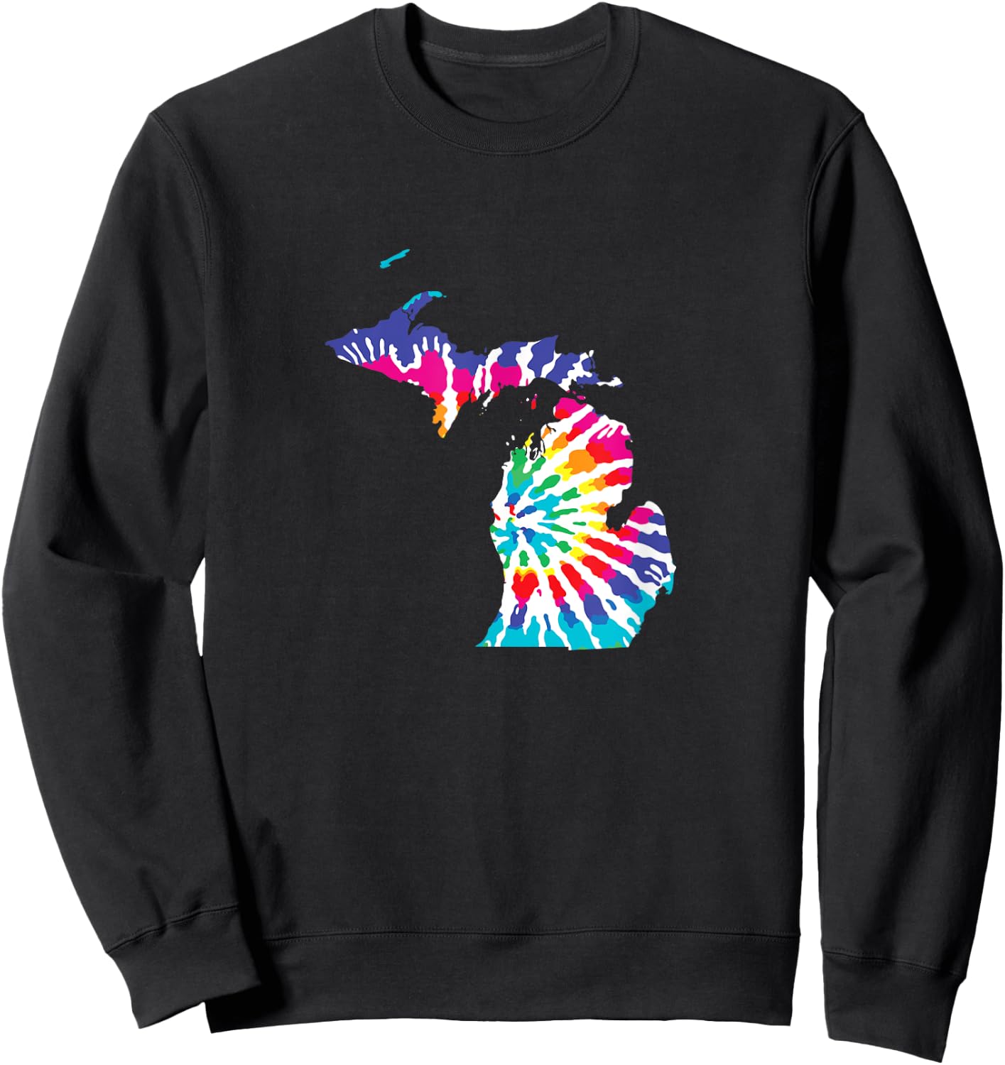 Michigan is Home Tie Dye State Pride T Shirt Sweatshirt - Sweatshirt | Black