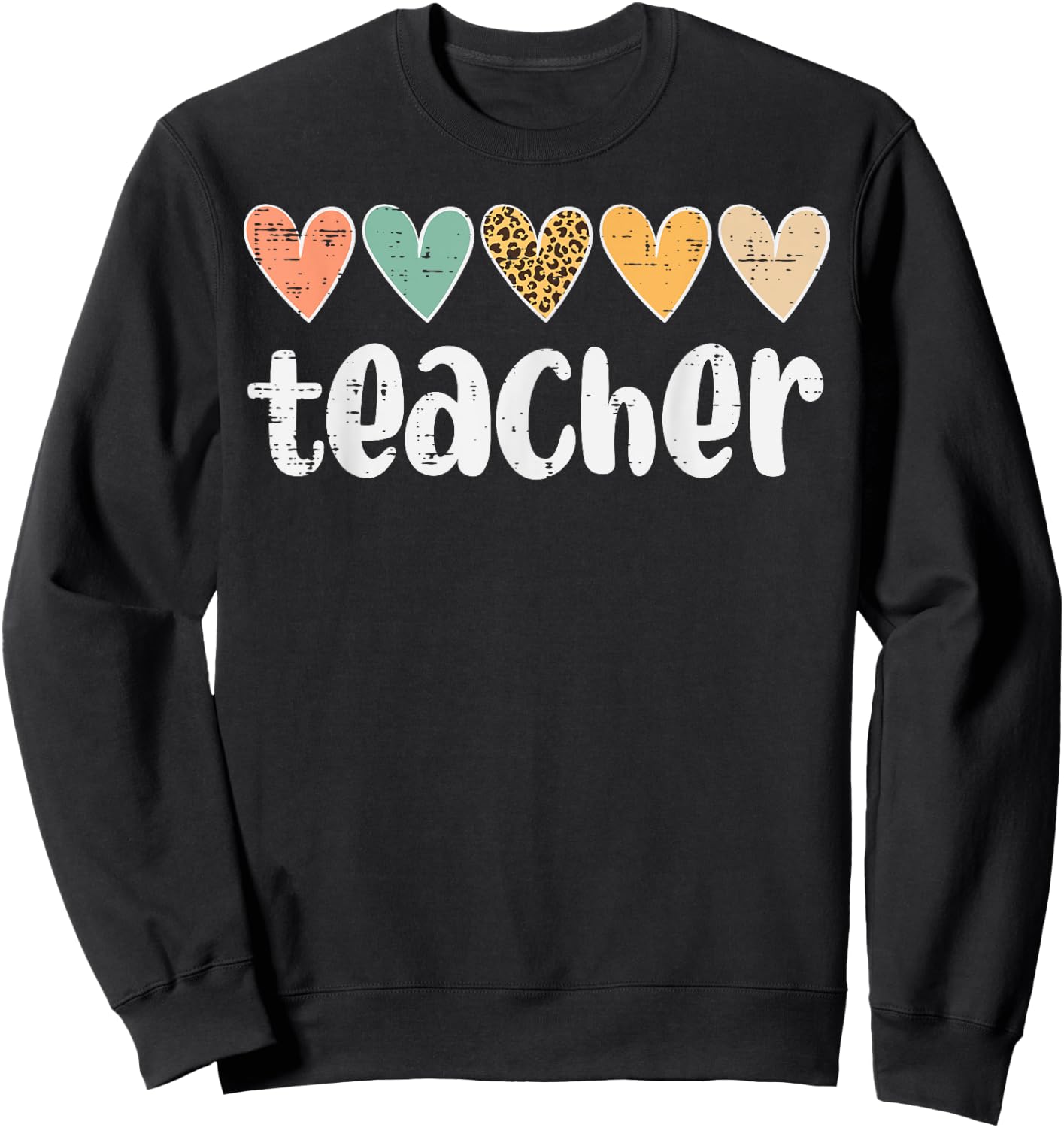 Teacher Hearts Leopard Love Appreciation Educator Women Sweatshirt - Sweatshirt | Black
