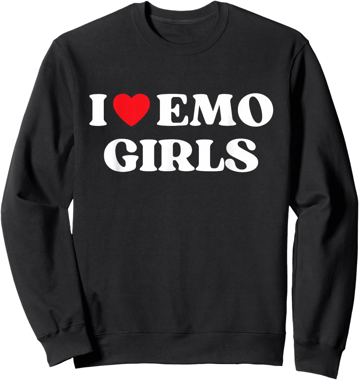 I Heart Emo Girls Funny Quote Red Heart Emo Girl Style Sweatshirt - Sweatshirt | Black