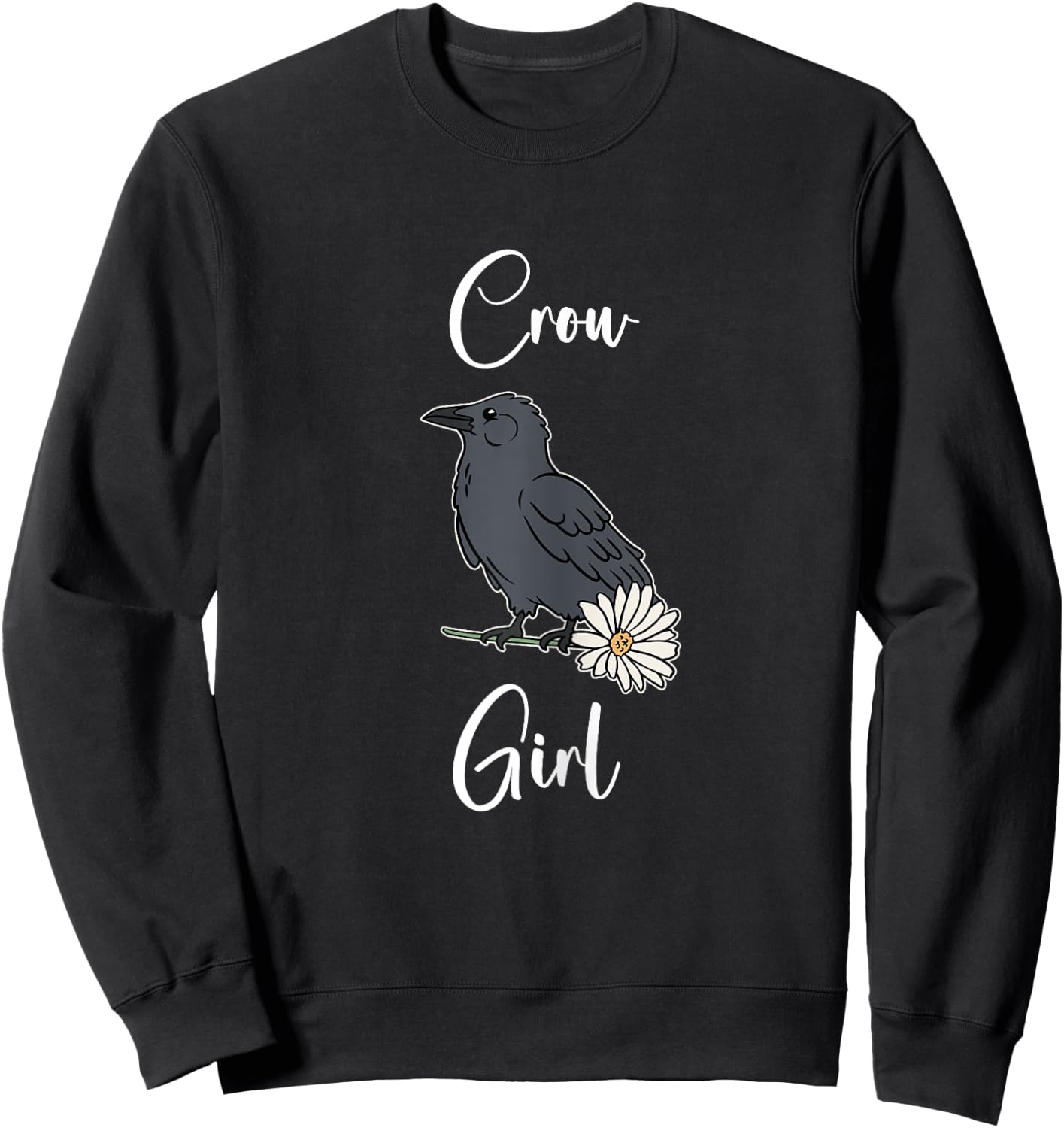 Crow Girl Shirt Cute Cartoon Crow I Love Crows Sweatshirt - Sweatshirt | Black