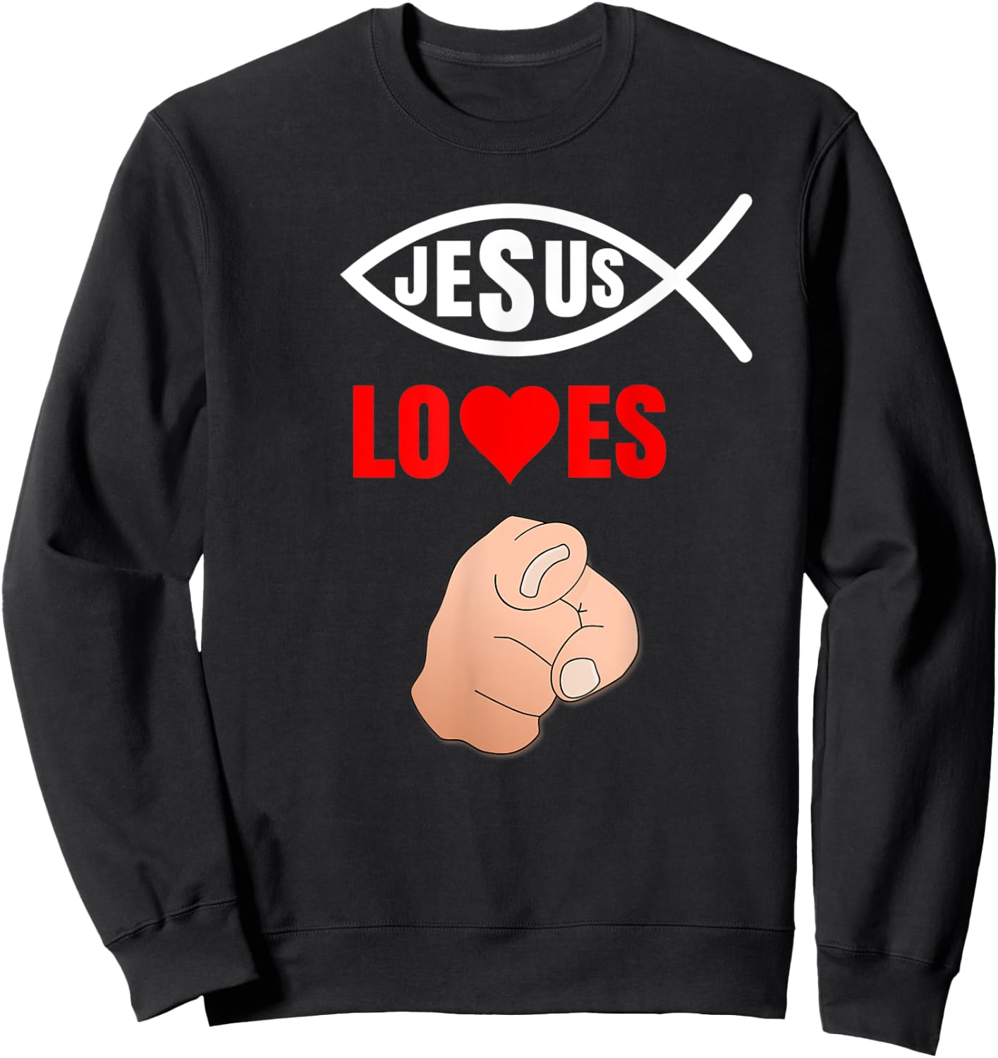 Ichthys Jesus loves you - Christian Ichthus Fish Ichthys4m3 Sweatshirt - Sweatshirt | Black
