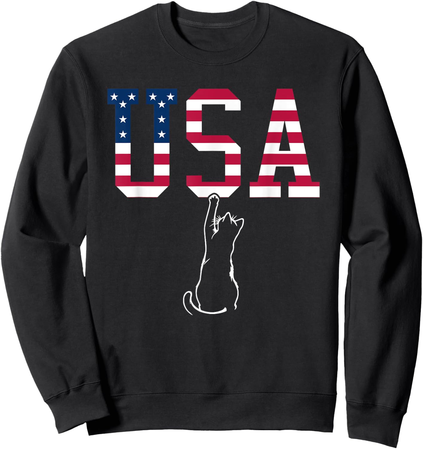 Funny USA Cat Shirt | Funny USA Shirt | USA Kitten Sweatshirt - Sweatshirt | Black