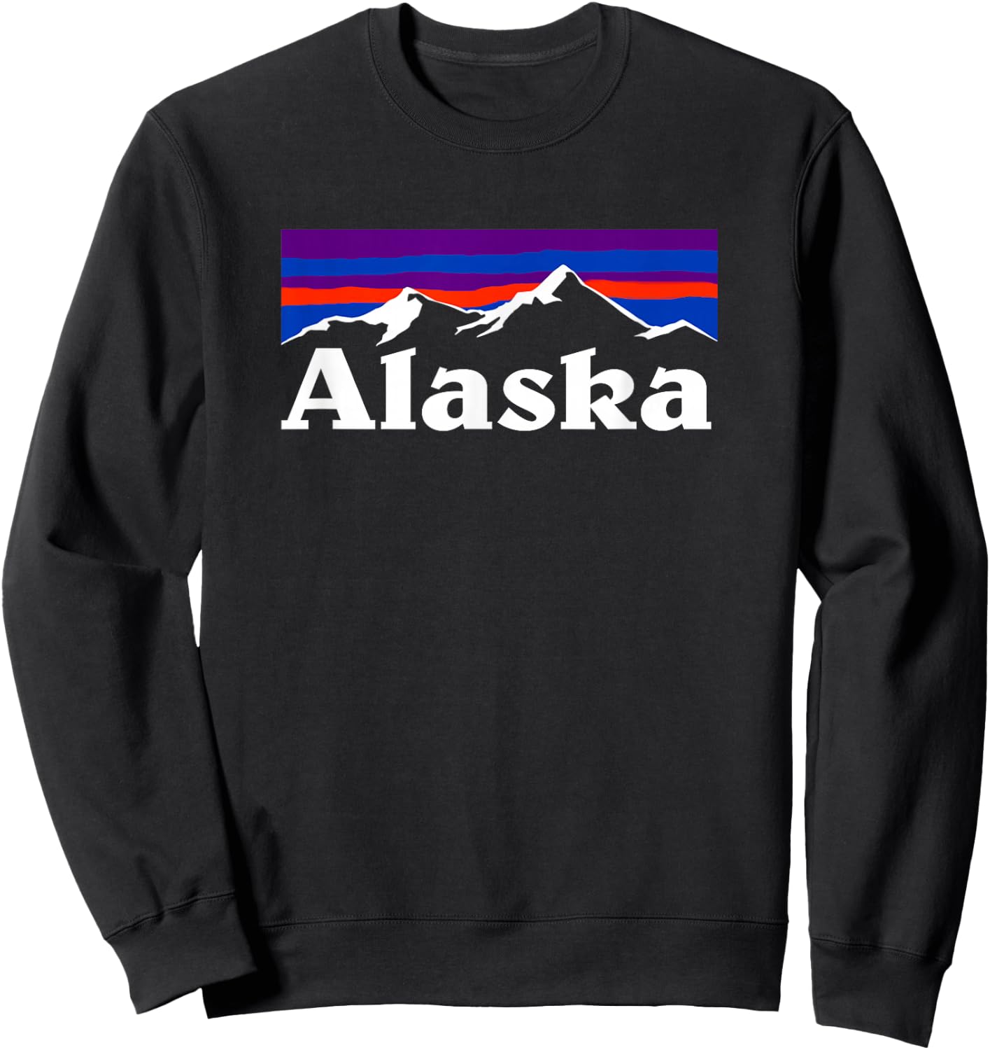 Alaska Retro Vintage Mountains & Outdoors Wilderness State Sweatshirt - Sweatshirt | Black