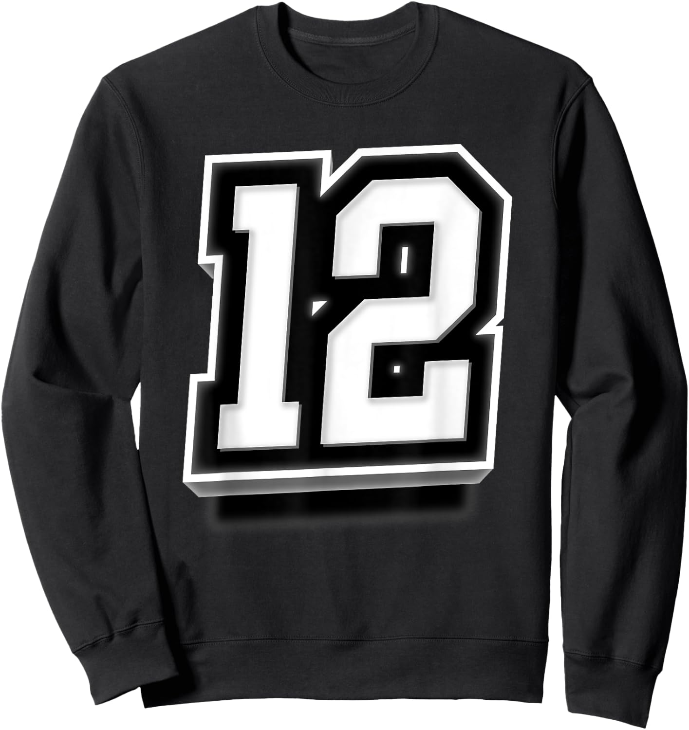 Number 12 Sports Team Fan Sweatshirt - Sweatshirt | Black