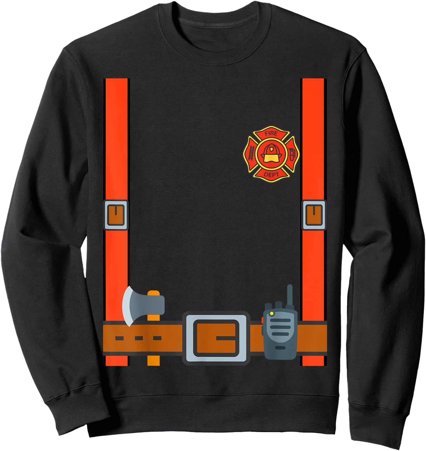 Fireman Halloween DIY Firefighter Uniform Costume Dressup Sweatshirt - Sweatshirt | Black